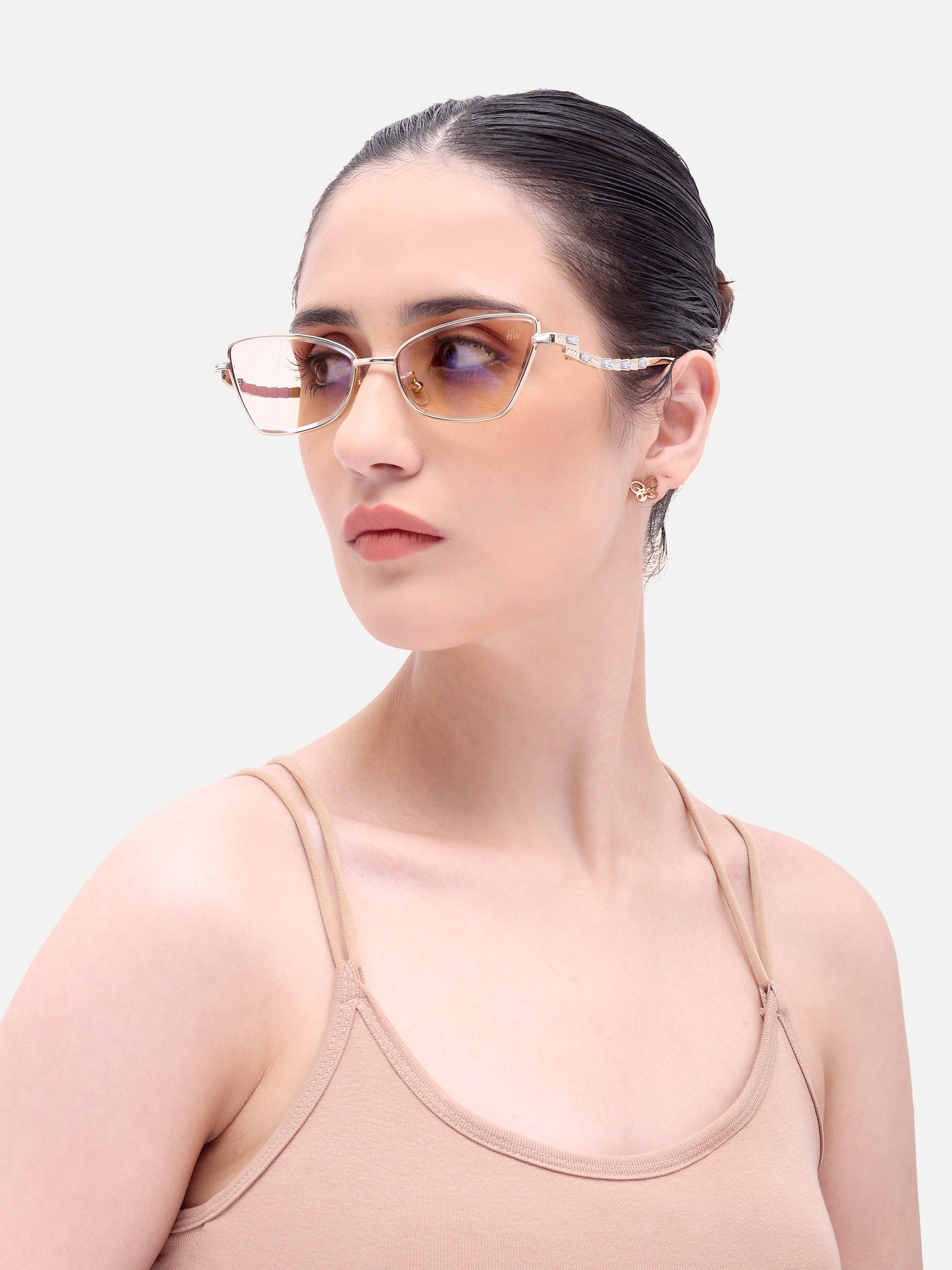 Kaia Metal Peach UV Protected Womens Sunglasses