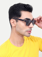 Men's Full Black UV Protected Hexagon Sunglasses