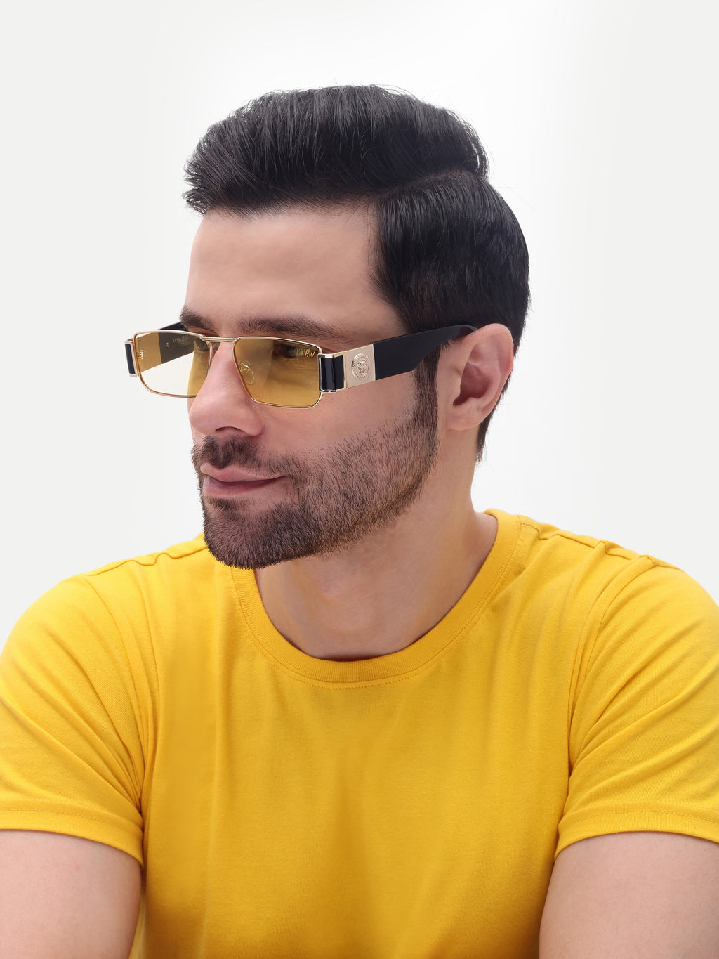 Men's UV Protected Gold Yellow Sunglasses