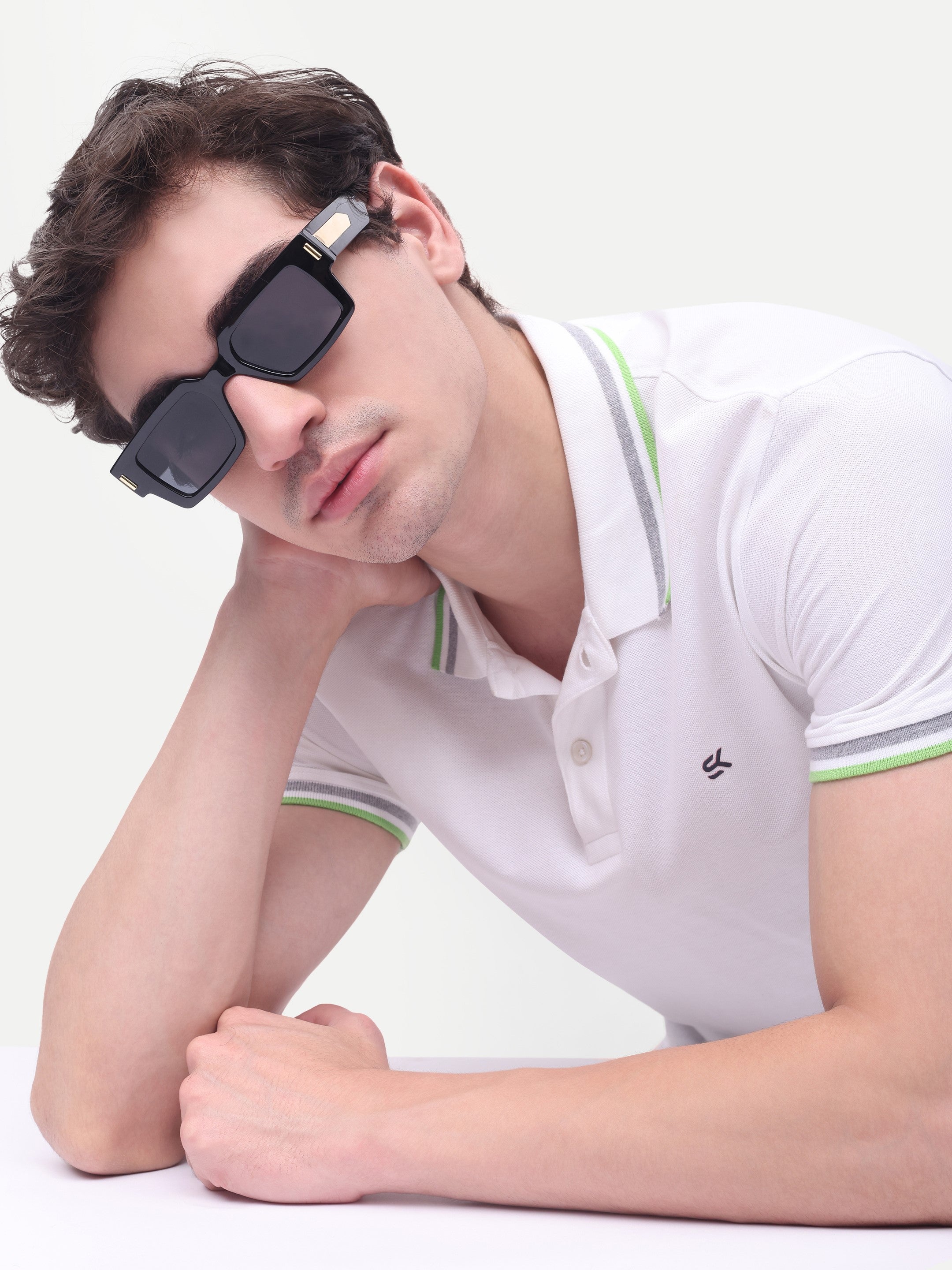 Men's Classic Golden Black Wayfarer UV Protected Sunglasses