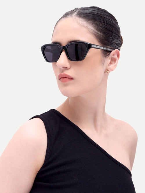 Evora Black Cateye UV Protected Womens Sunglasses