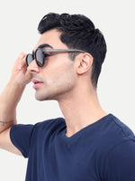 Men's Polarized Round Wooden Look Sunglasses