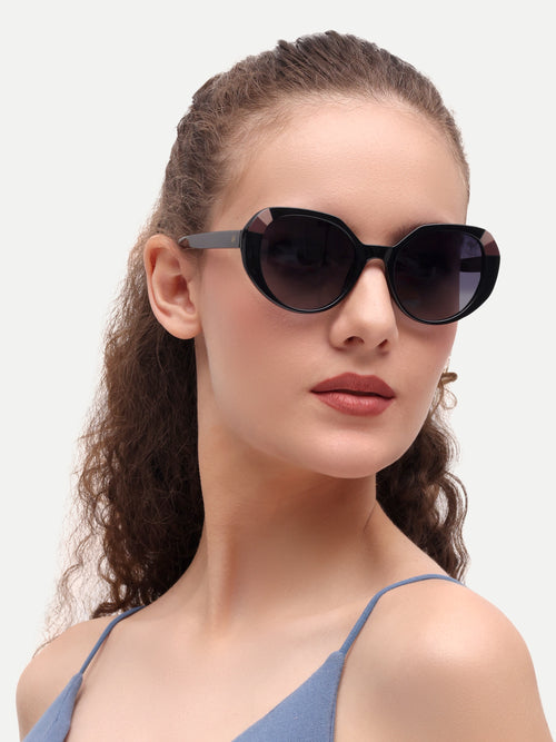 Liquorice Oval Women UV Protected Sunglasses