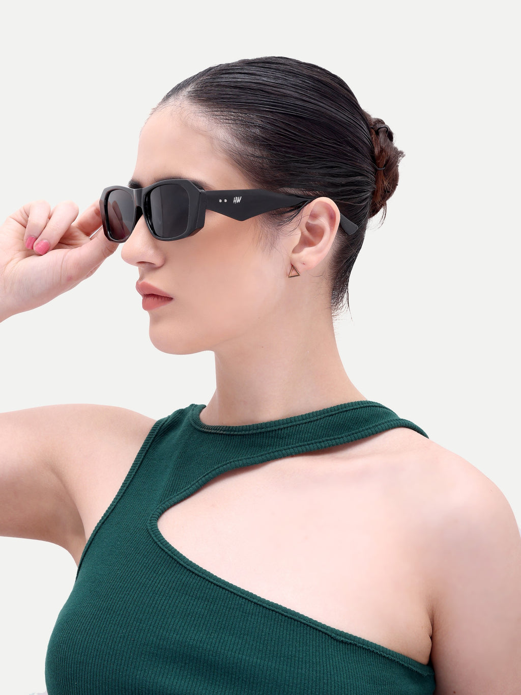 Brielle Black Rectangular UV Protected Womens Sunglasses