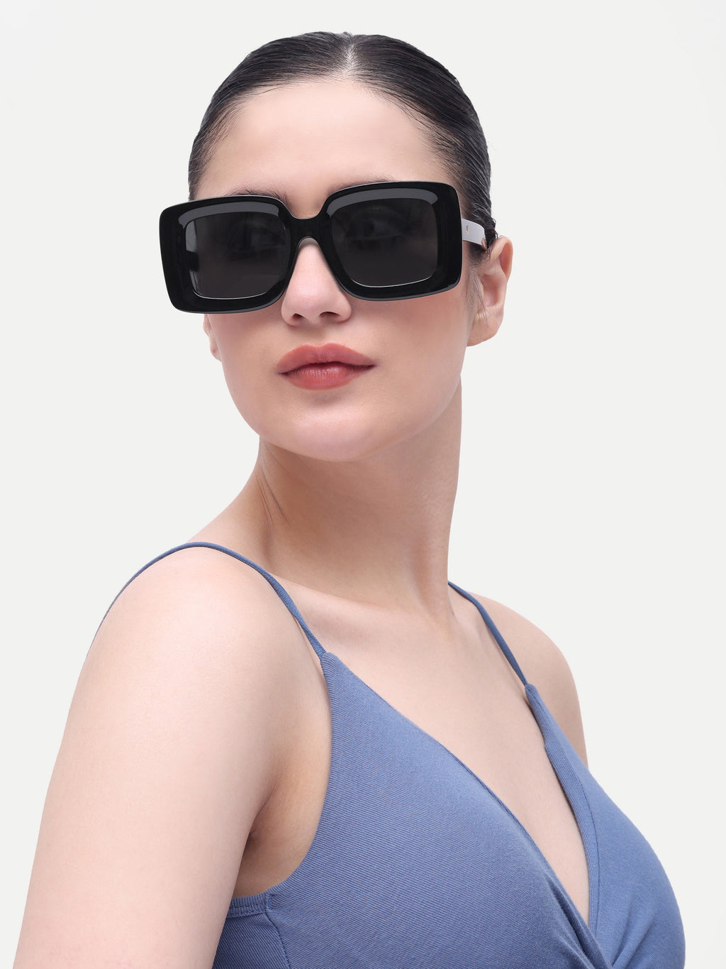 Women's Square Black Oversize Sunglasses