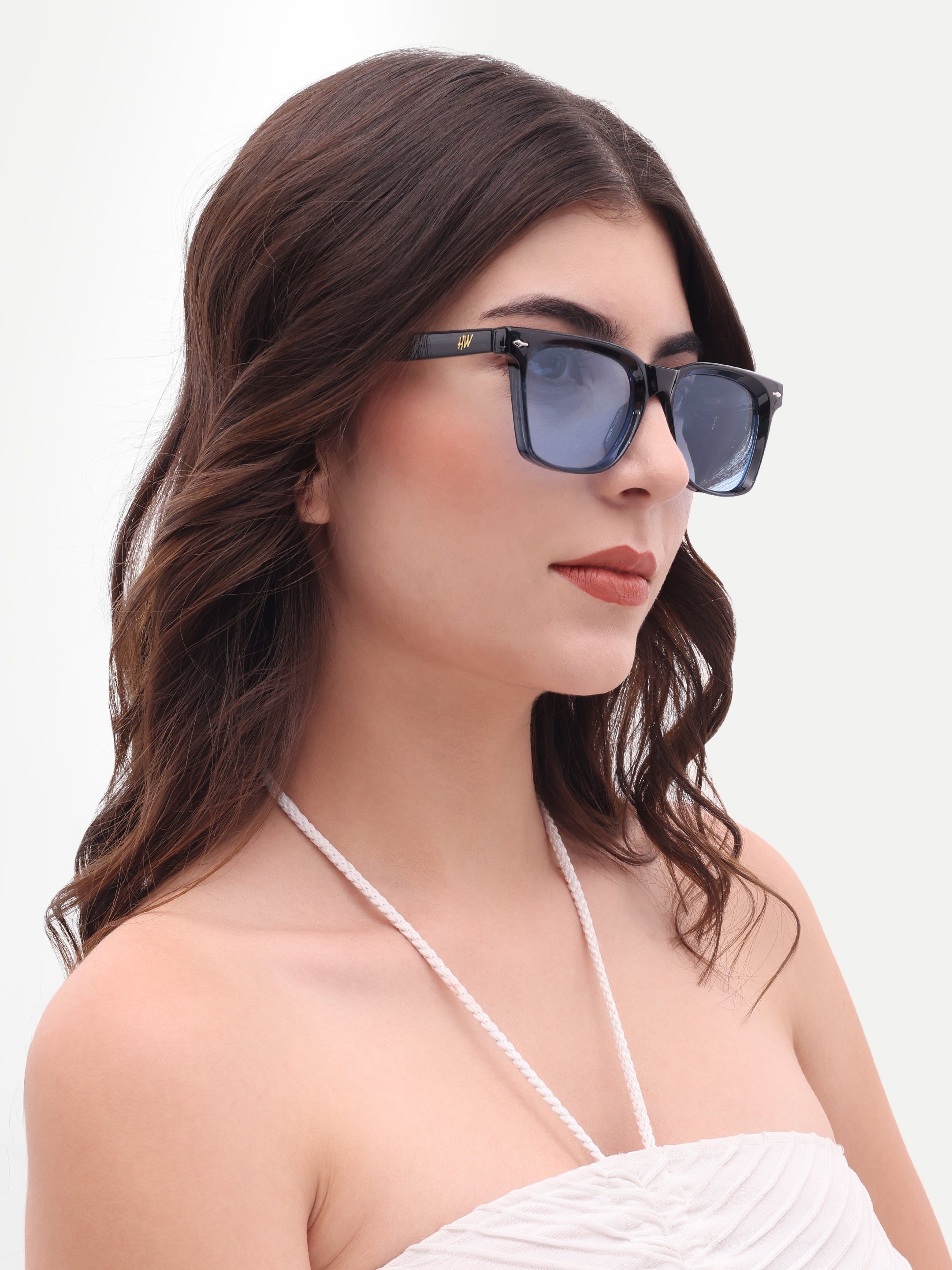 Women's Blue UV Protected Rectangular Sunglasses