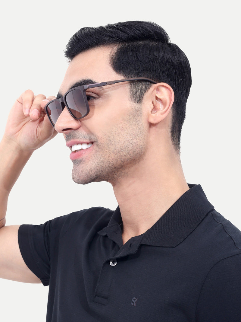 Men's Brown Wayfarer Rectangular Sunglasses