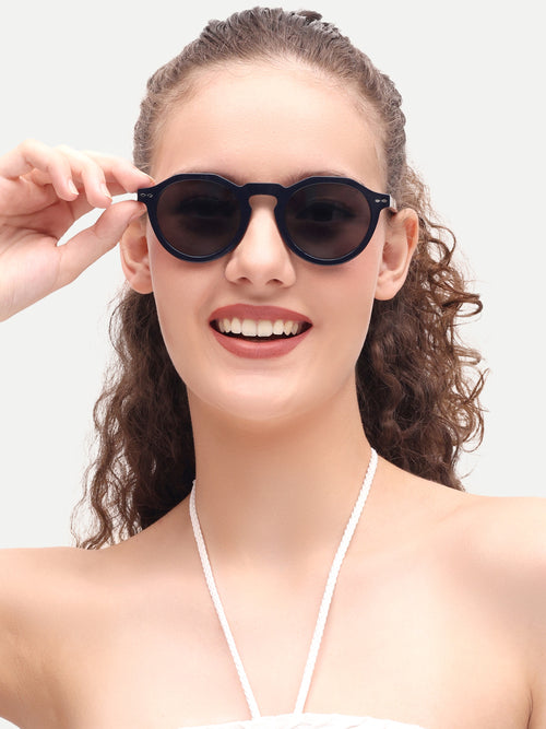 Black Women Round UV Protected Sunglasses