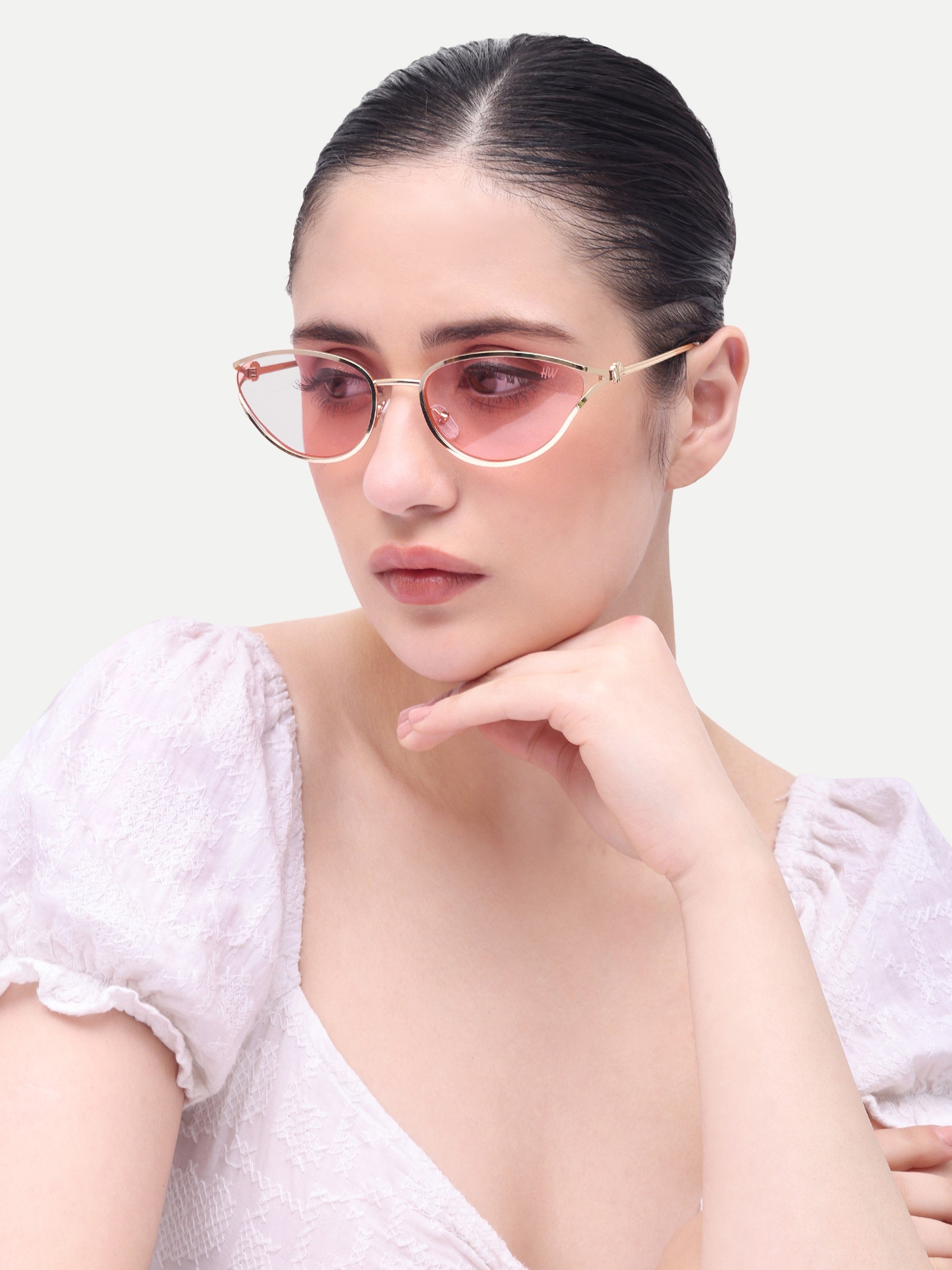 Women's Gold Pink Cat Eye Sunglasses