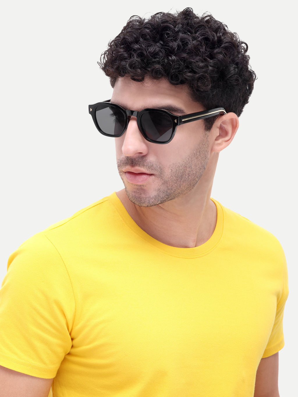 Valen Black Round Mens Sunglasses