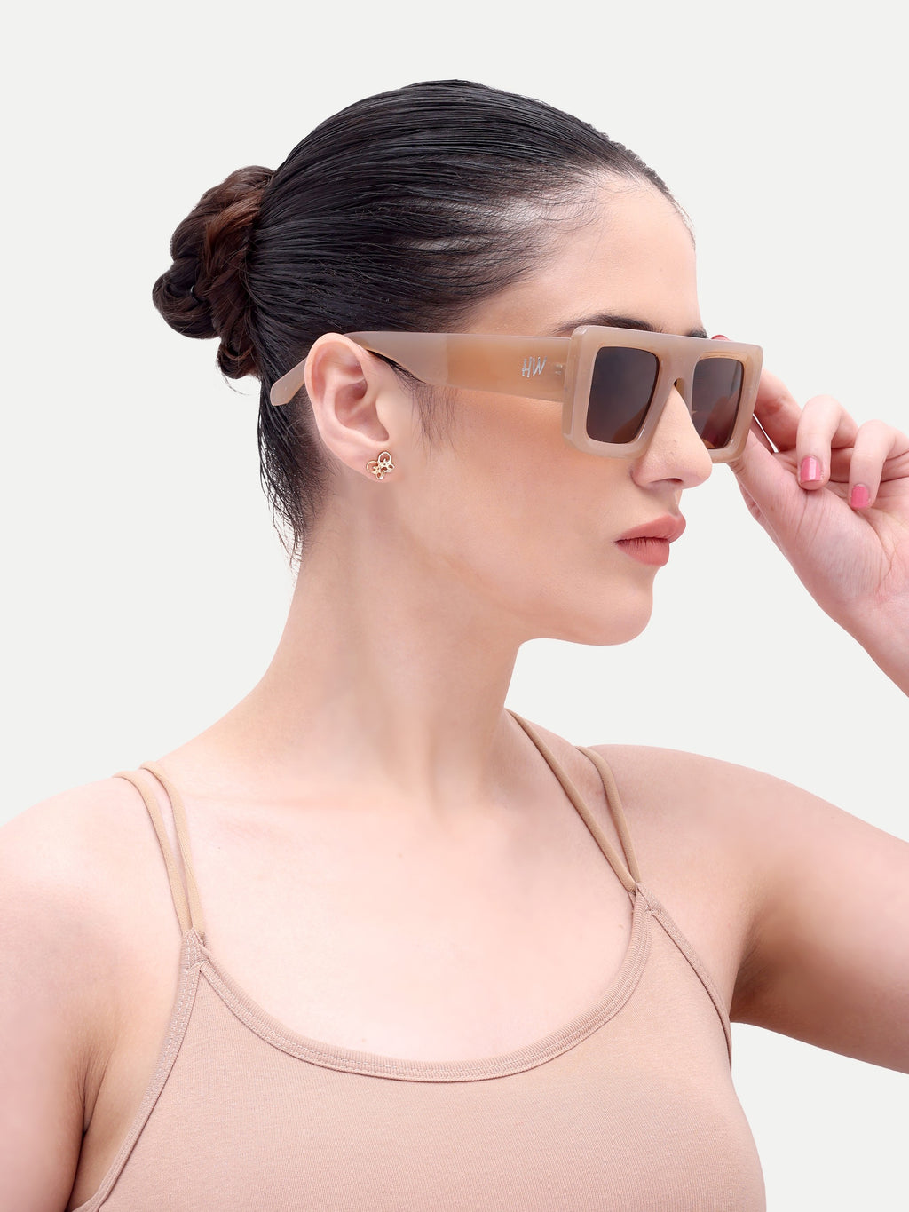 Yelina Candy Peach Square UV Protected Womens Sunglasses