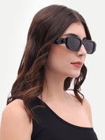 Women's Premium UV Protected Black Rectangular Sunglasses