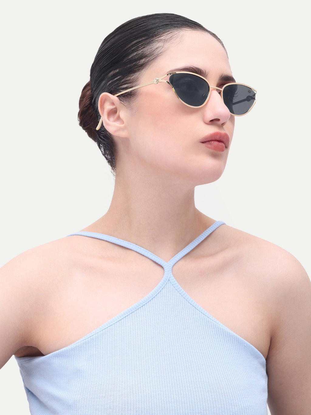 Women's Gold Black Cat Eye Sunglasses