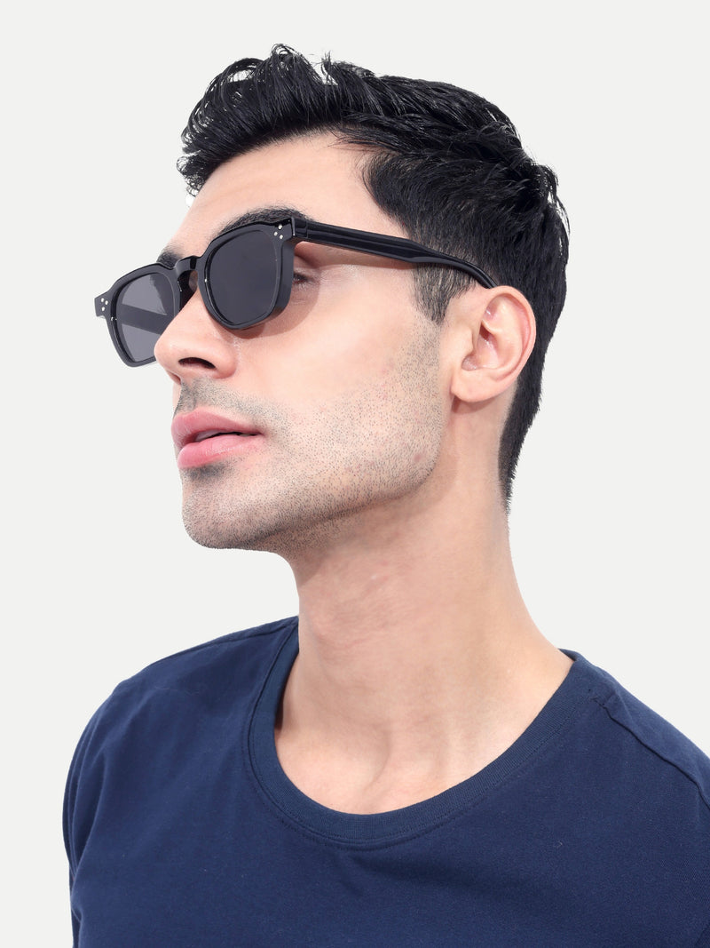 Men's Hexagon Black UV Protected Sunglasses
