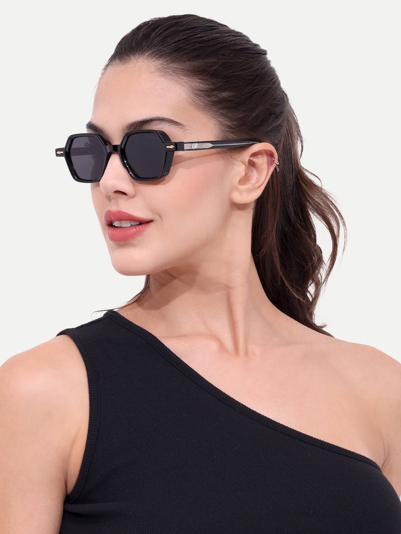 Women's Black Hexagon Premium Sunglasses