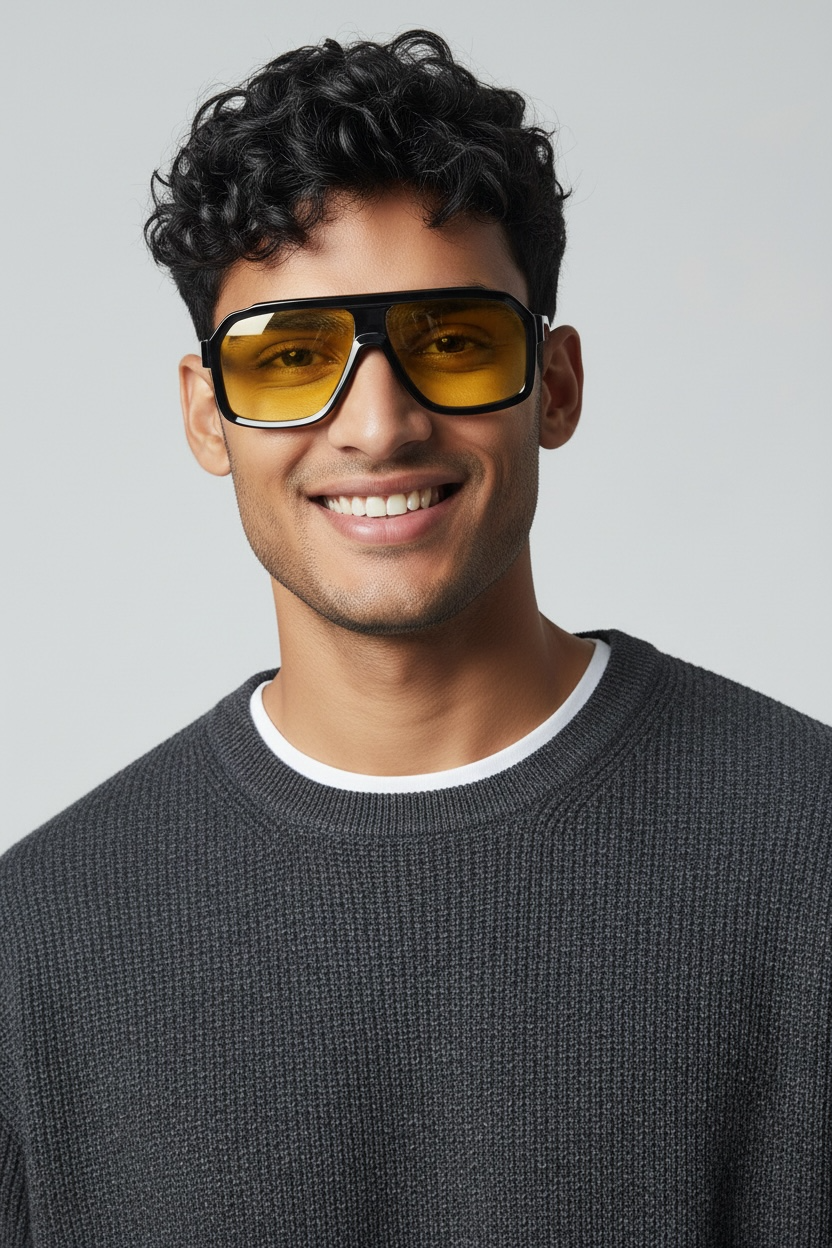 Men's Classic Yellow Wayfarer Sunglasses