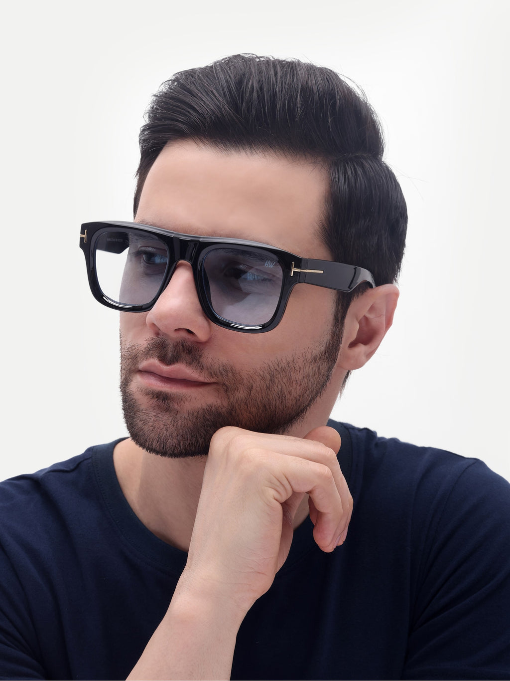 Men's UV Protected Gold Blue Wayfarer Sunglasses