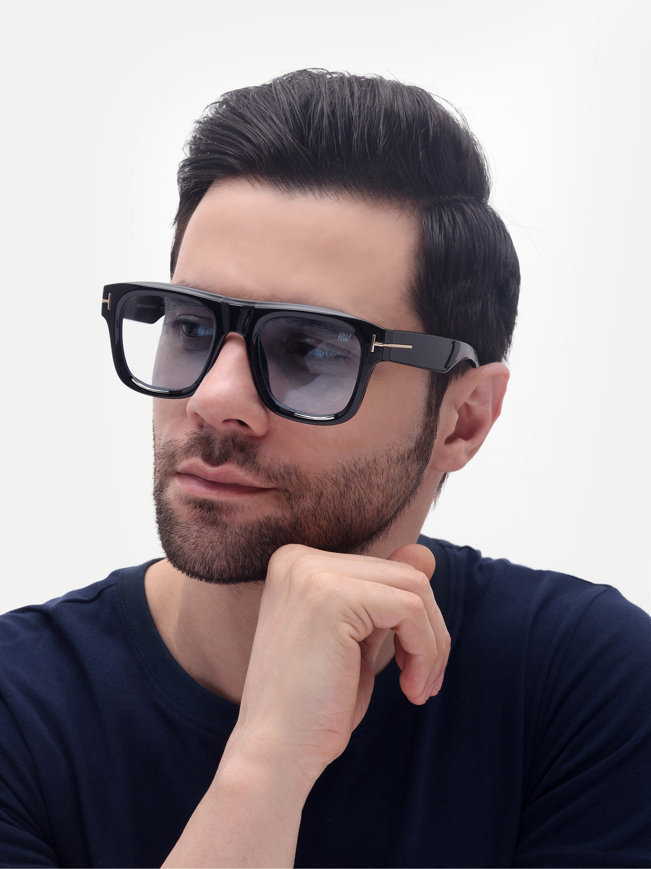 Men's UV Protected Gold Blue Wayfarer Sunglasses