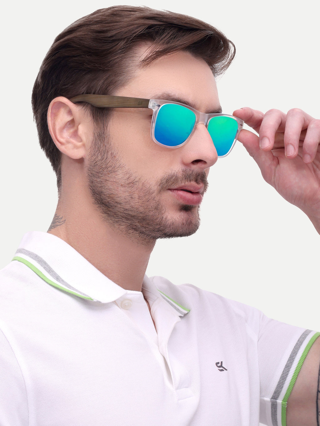 Men Wayfarer UV Protected Sunglasses Green Reflector