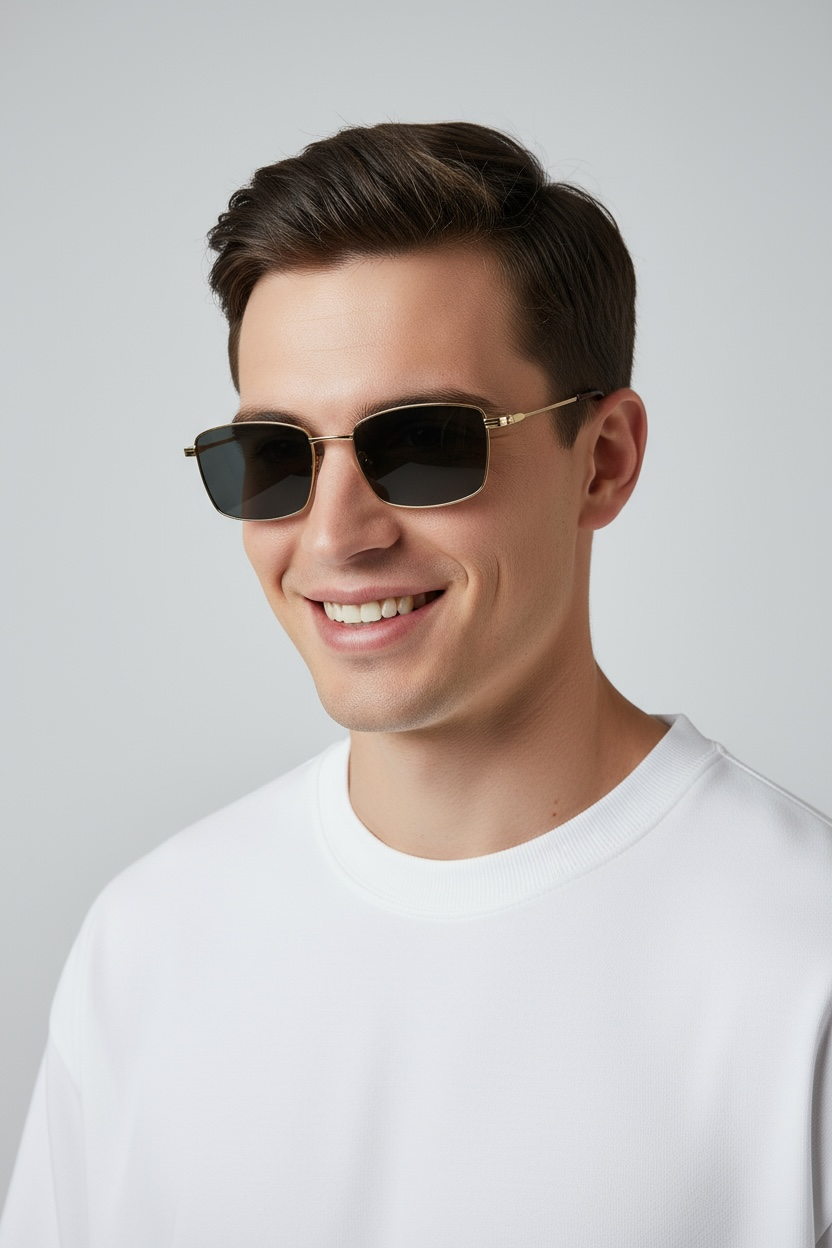 Men's Golden Black UV Protected  Rectangular Wayfarer Sunglasses