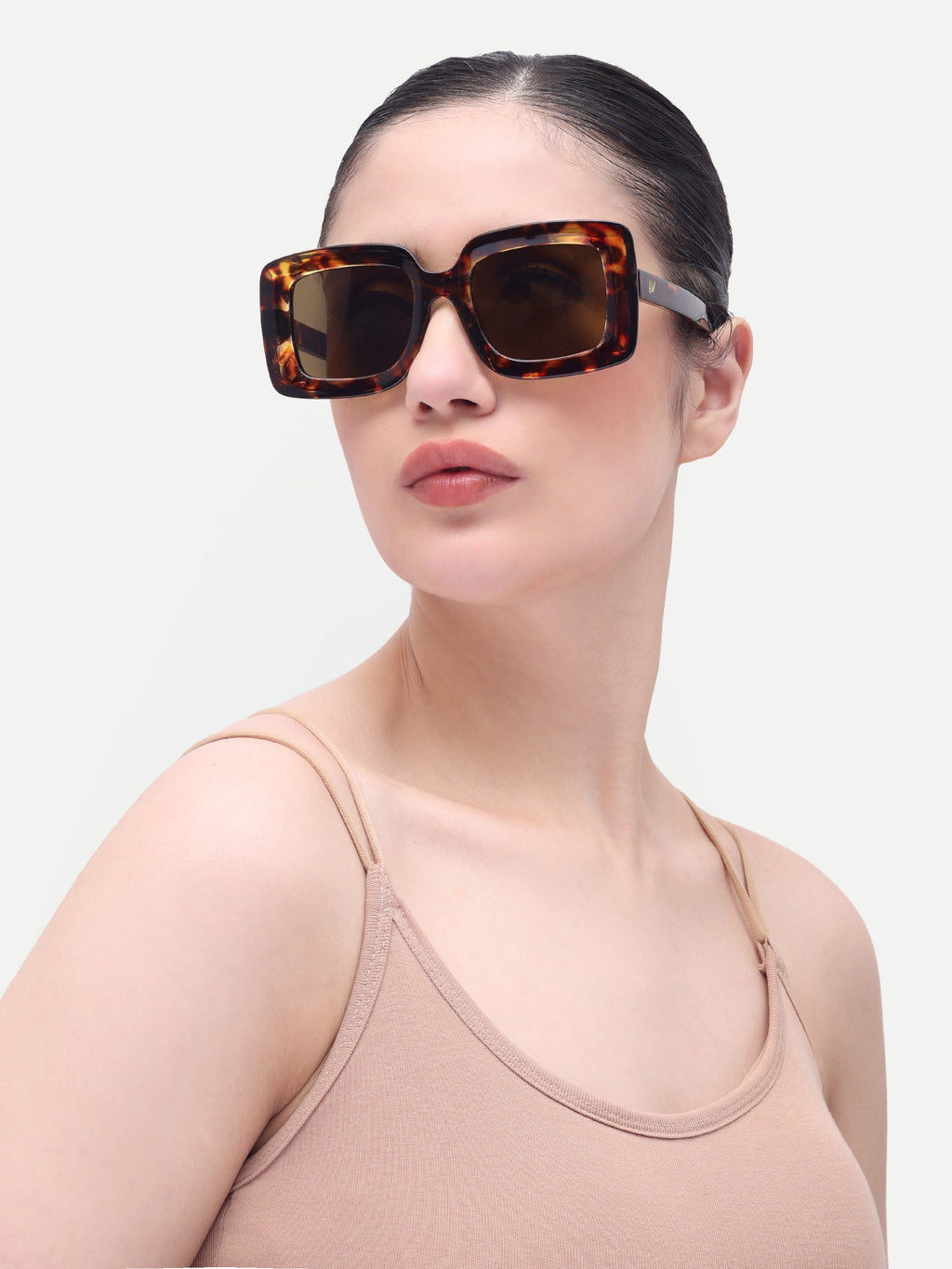Women's Leopard Brown Sqaure Oversize Sunglasses