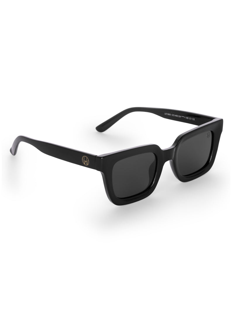 Women's Black UV Protected Rectangular Sunglasses
