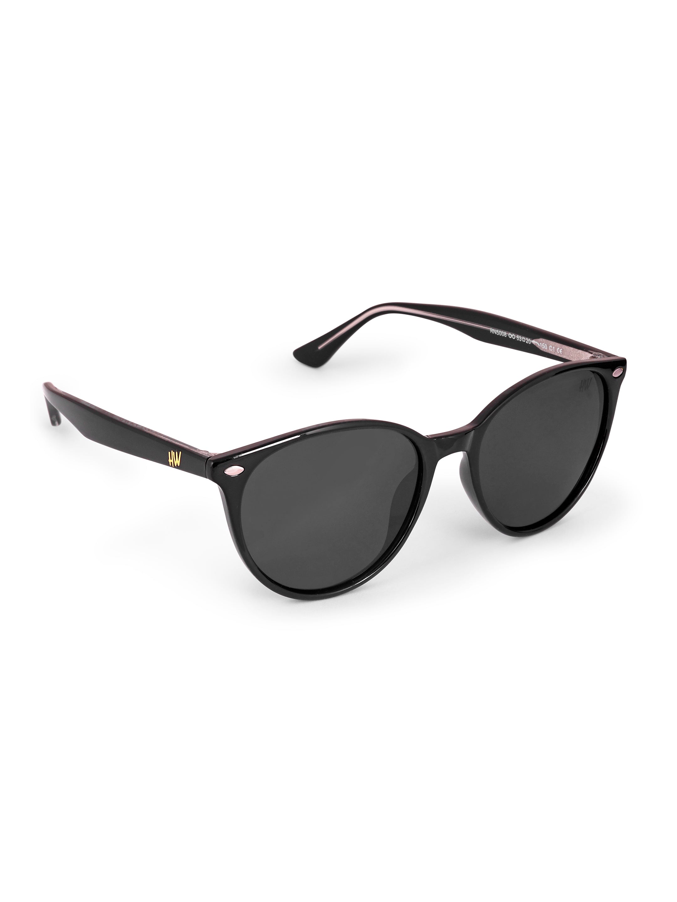 Women's Black Oval UV Protected Sunglasses