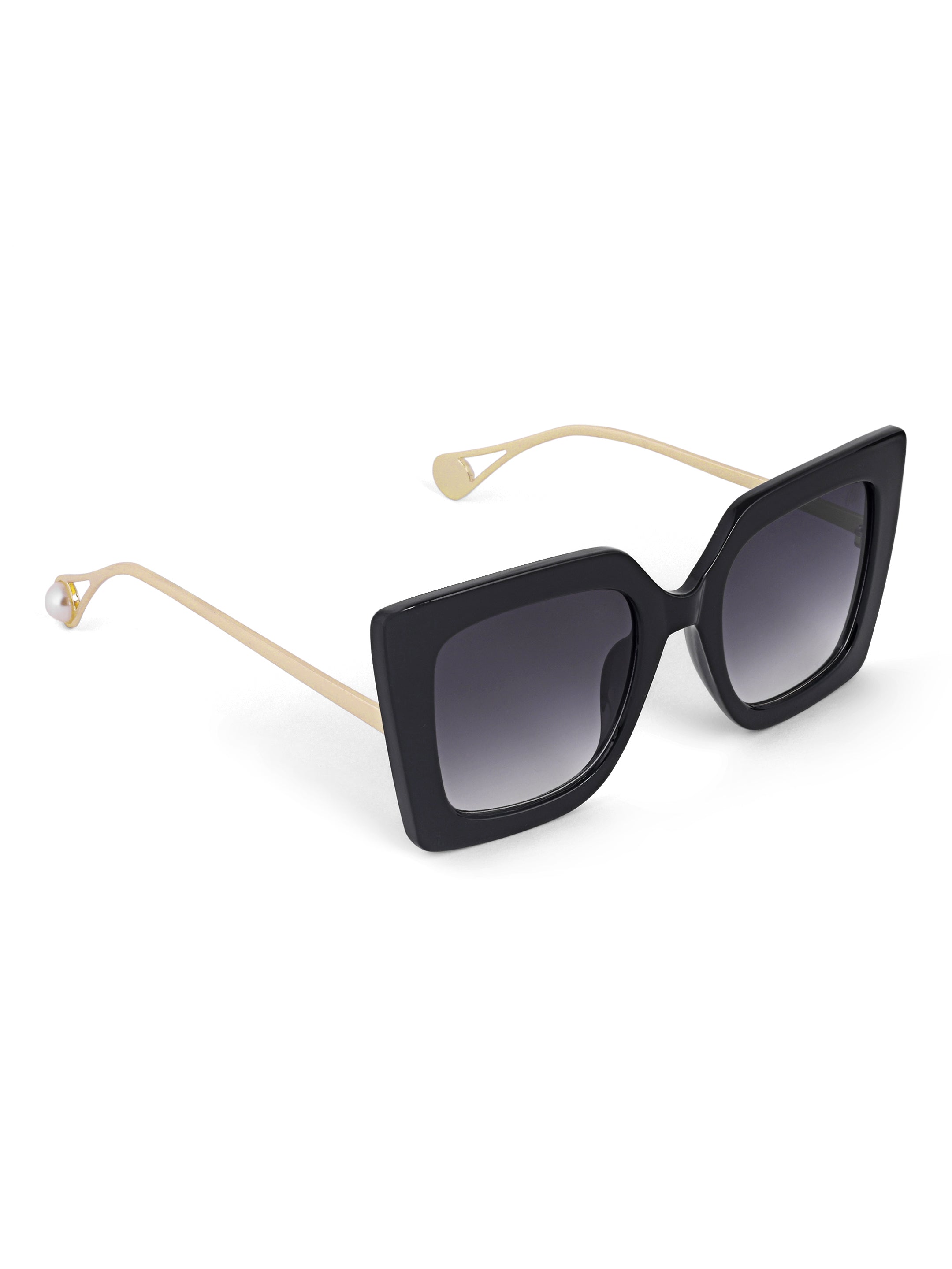 Women Oversize Square Black UV Protected Sunglasses