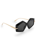 Women's Black Golden UV Protected Oversized Sunglasses