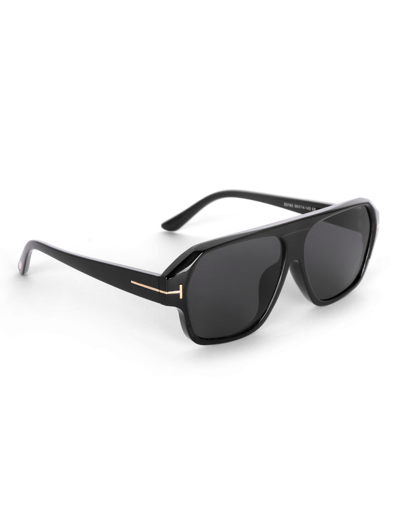 Men's Black UV Protected Wayfarer Rectangular Sunglasses