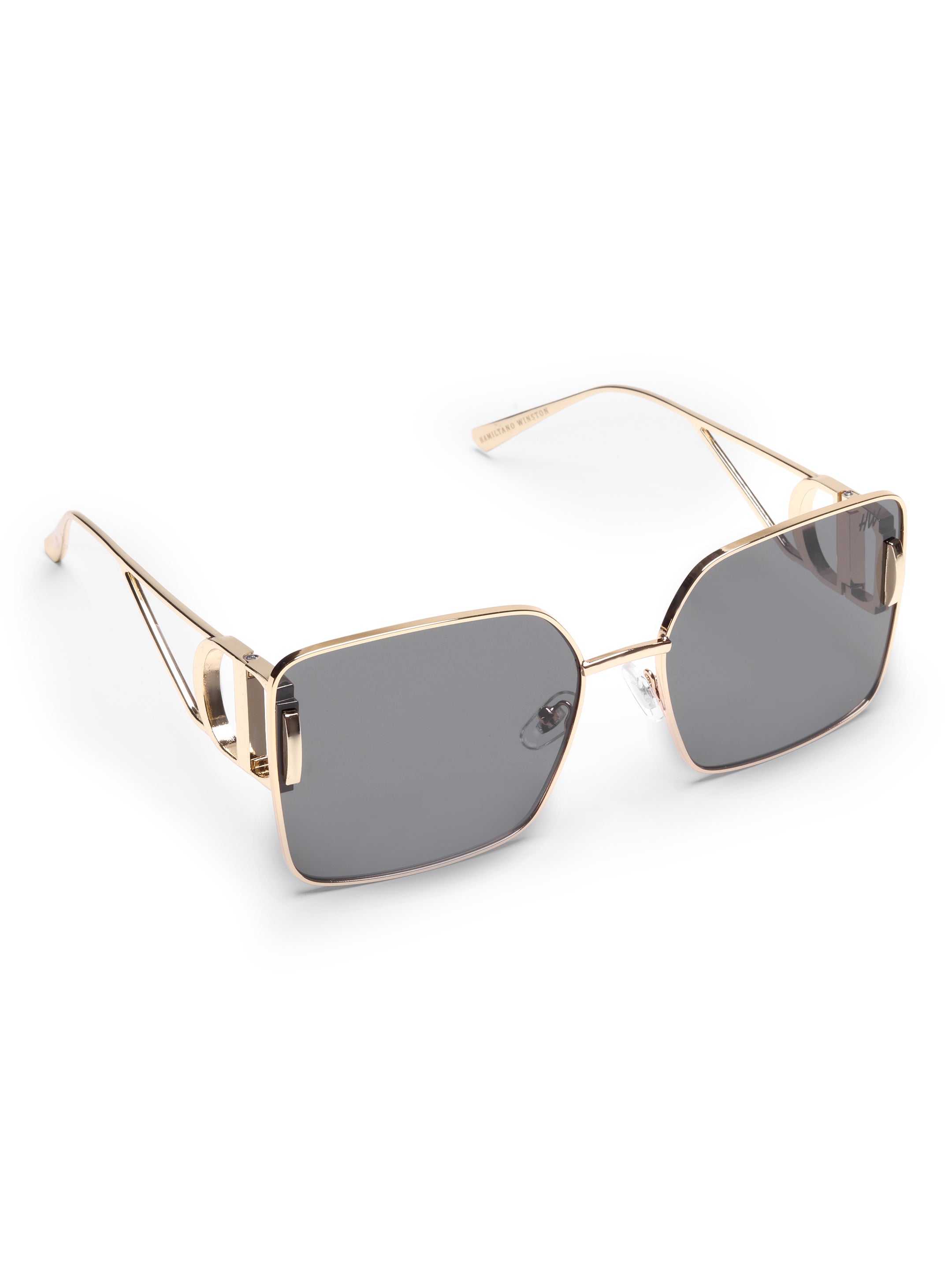 Orlina Gold Black Metal Square UV Protected Womens Sunglasses