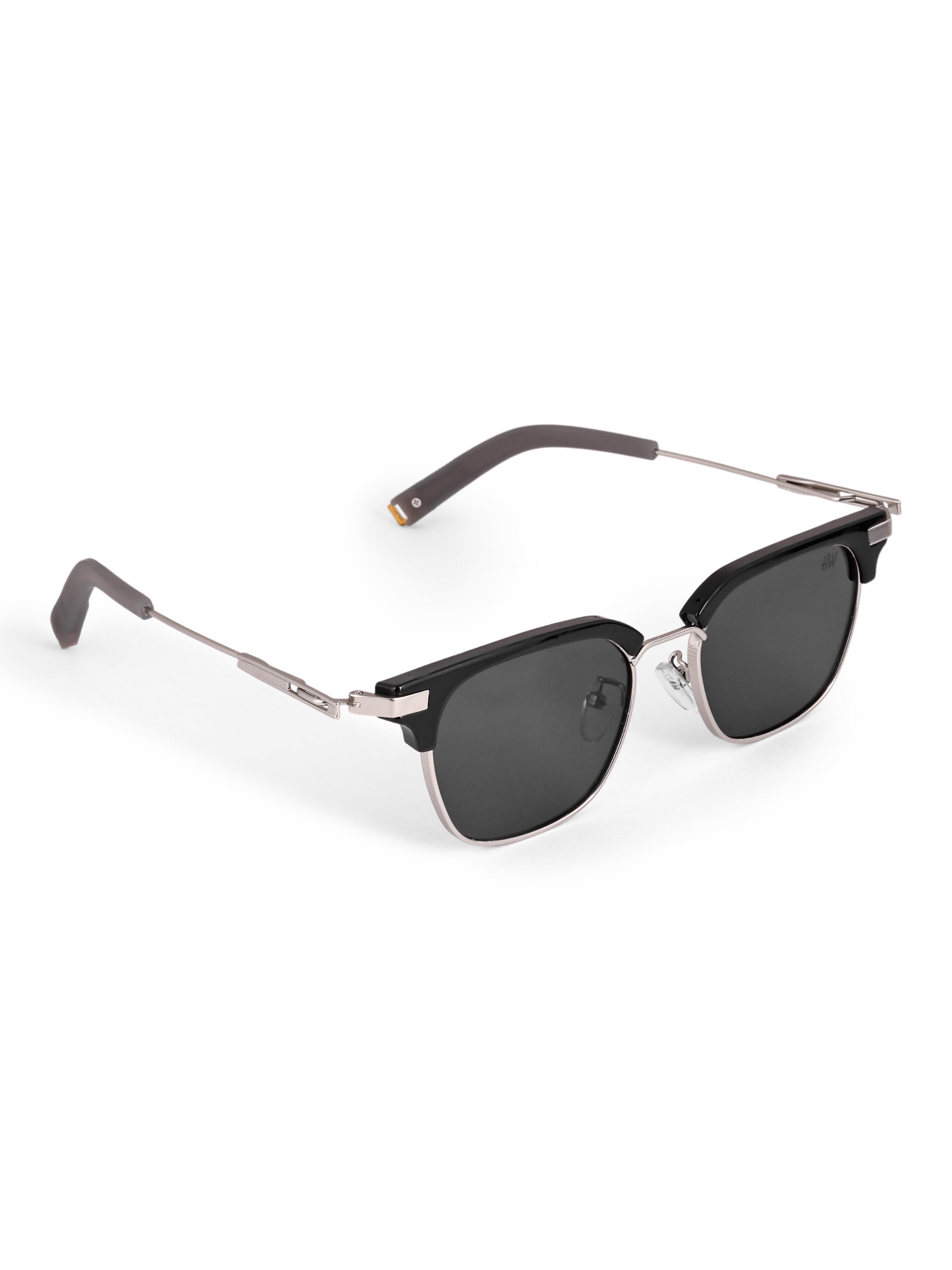 Men's Silver Black Clubmaster UV Protected Sunglasses