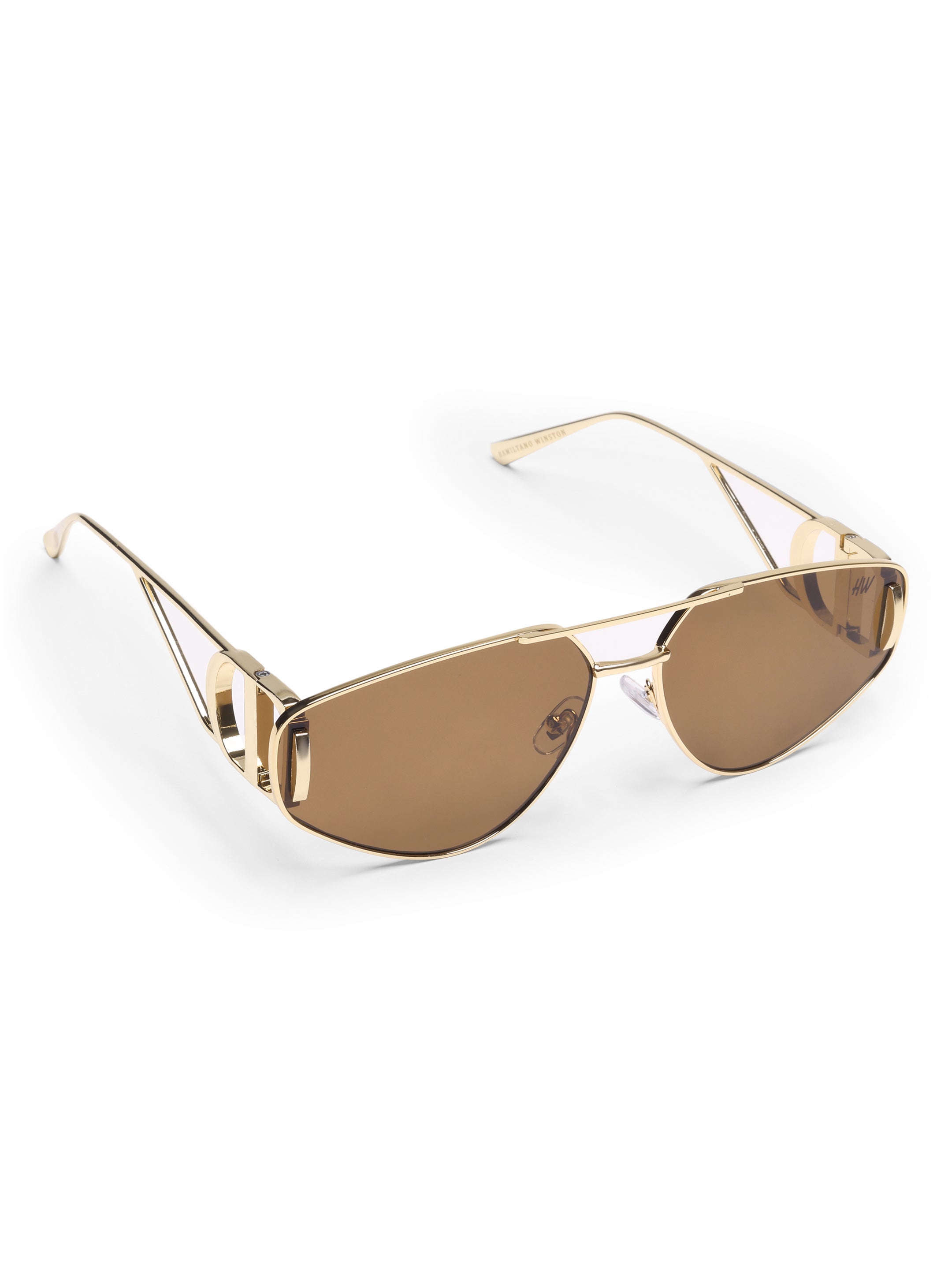 Azura Gold Brown Metal Oval UV Protected Womens Sunglasses