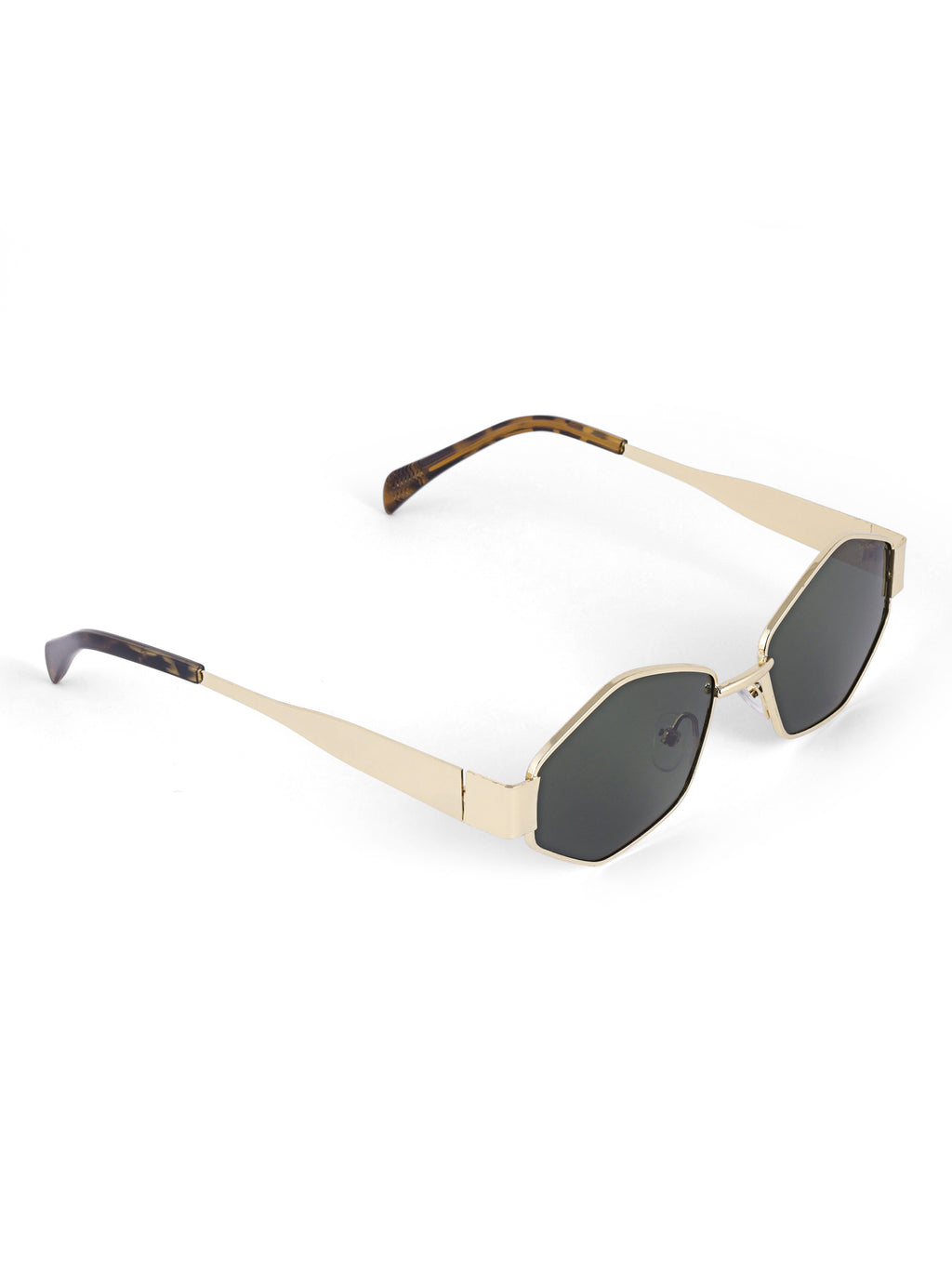 Women Hexagon Green UV Protected Sunglasses