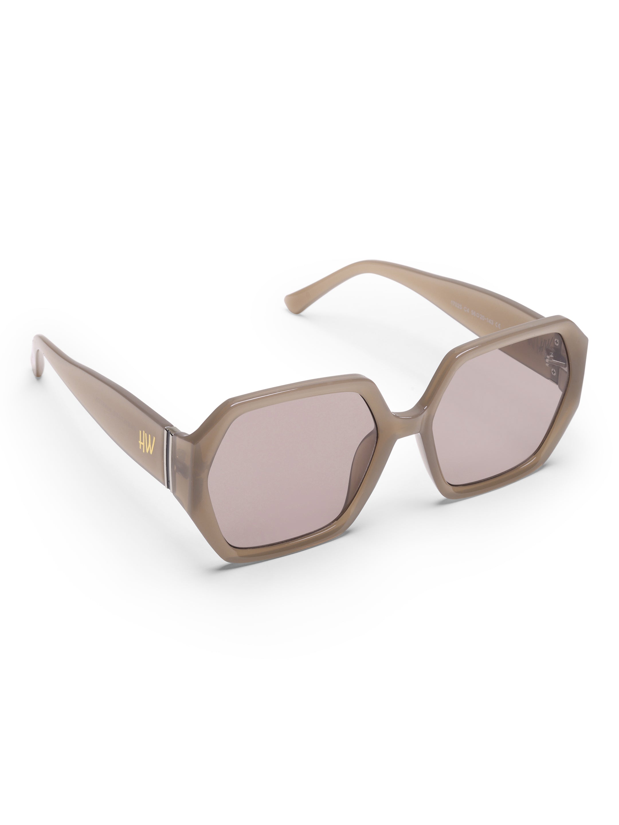 Kaira Oversized Hexagon Peach UV Protected Womens Sunglasses