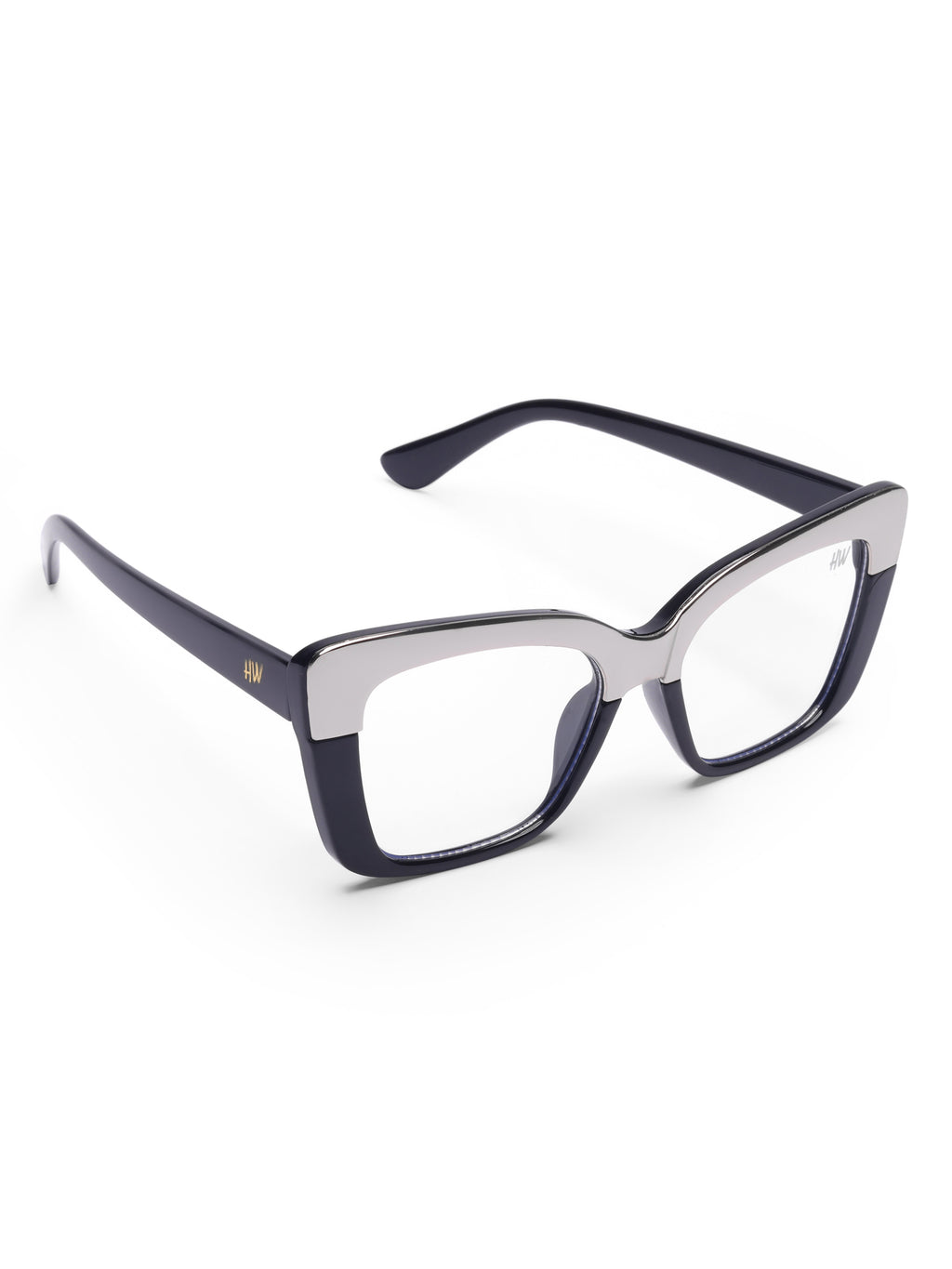 Women's Black Grey Rectangular Optical Frame
