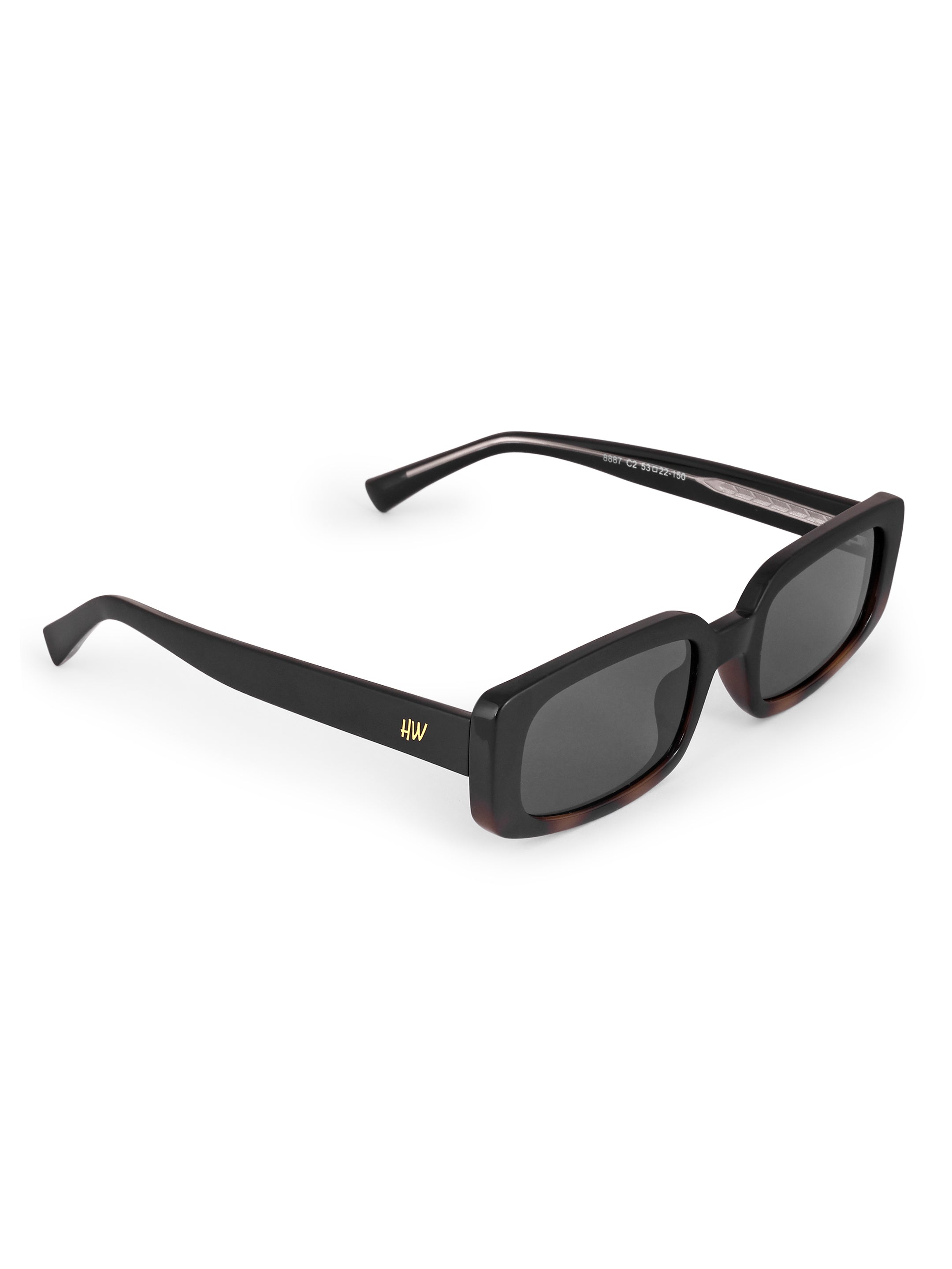 Women's Black Leopard Rectangular UV Protected Sunglasses