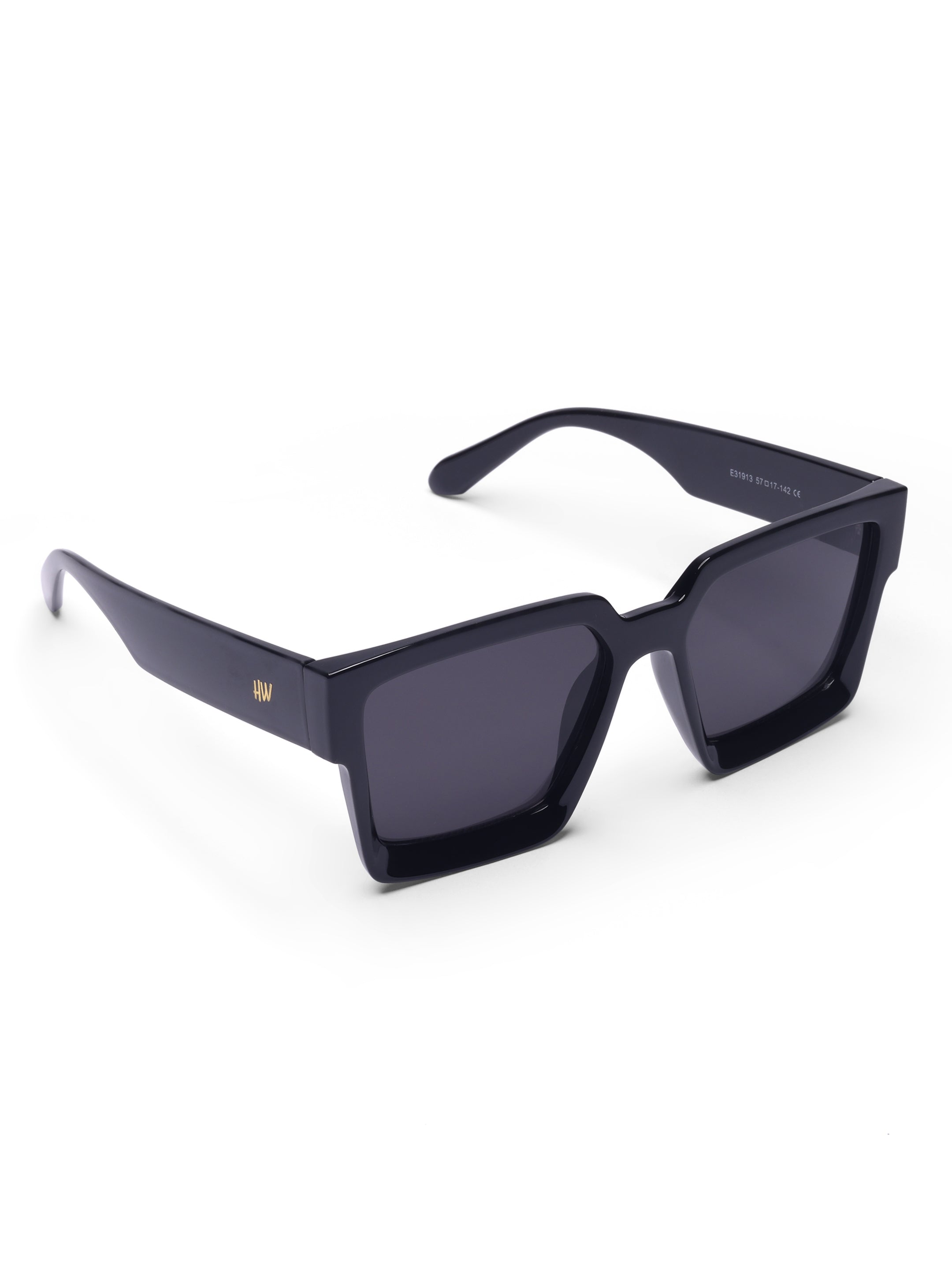 Men's UV Protected Gold Black Wayfarer Sunglasses