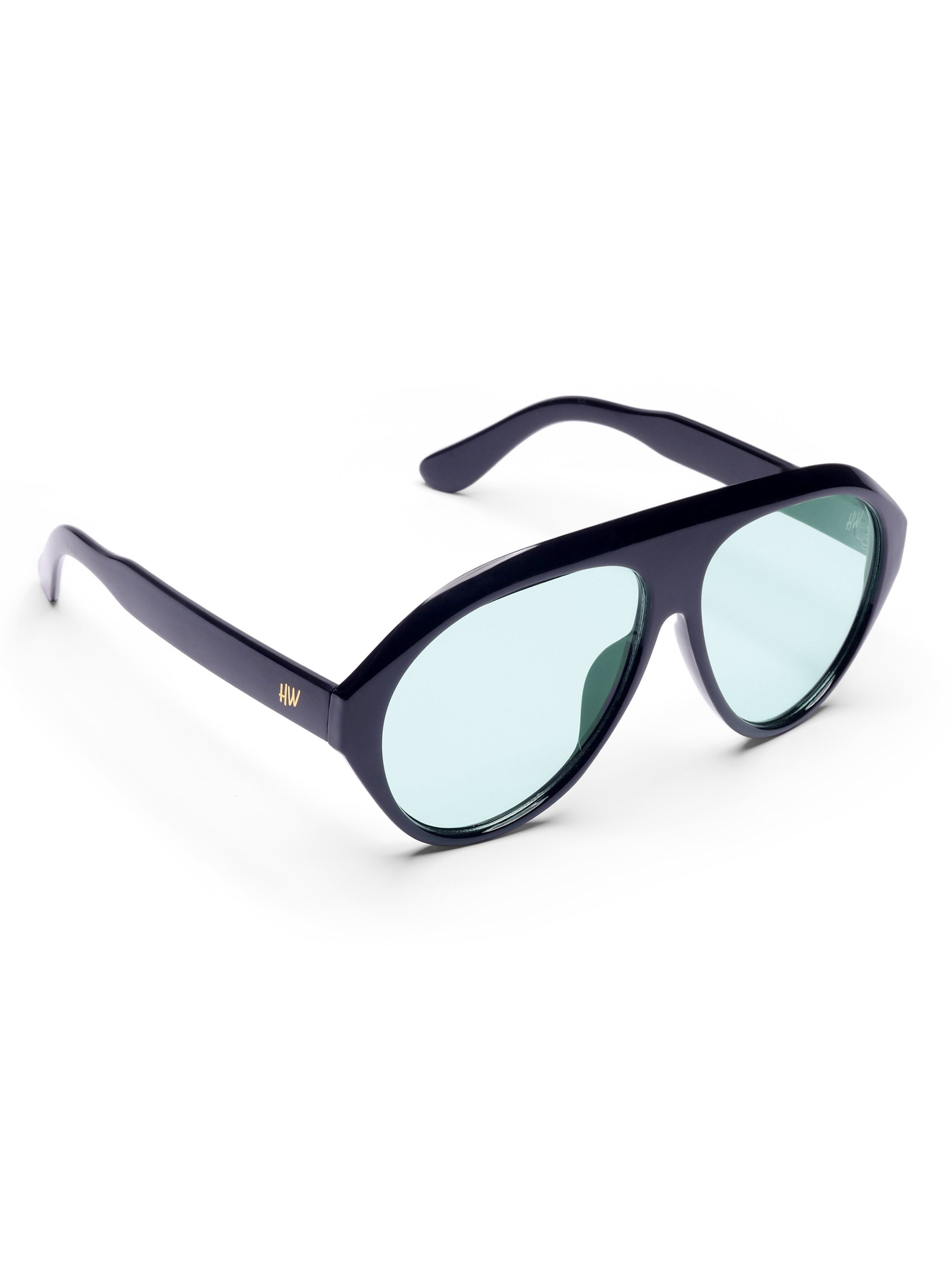 Men's UV Protected Gold Green Aviator Sunglasses