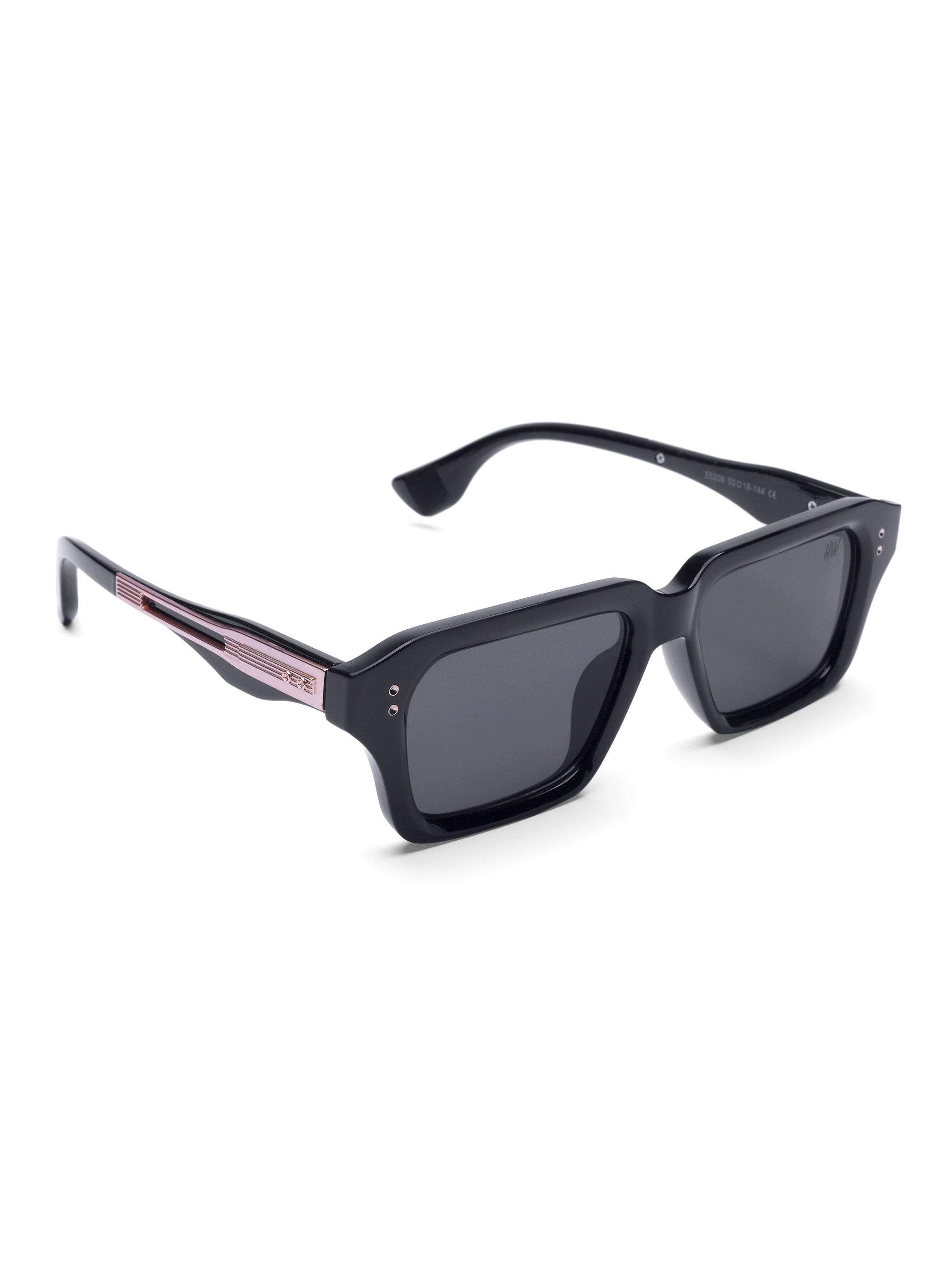 Men's UV Protected Gold Black Wayfarer Sunglasses