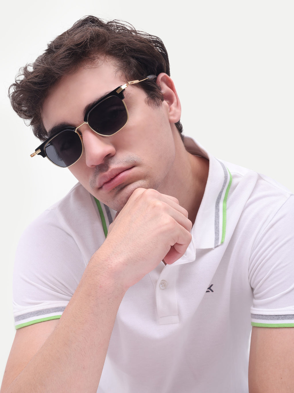 Men's Gold black Clubmaster UV Protected Sunglasses