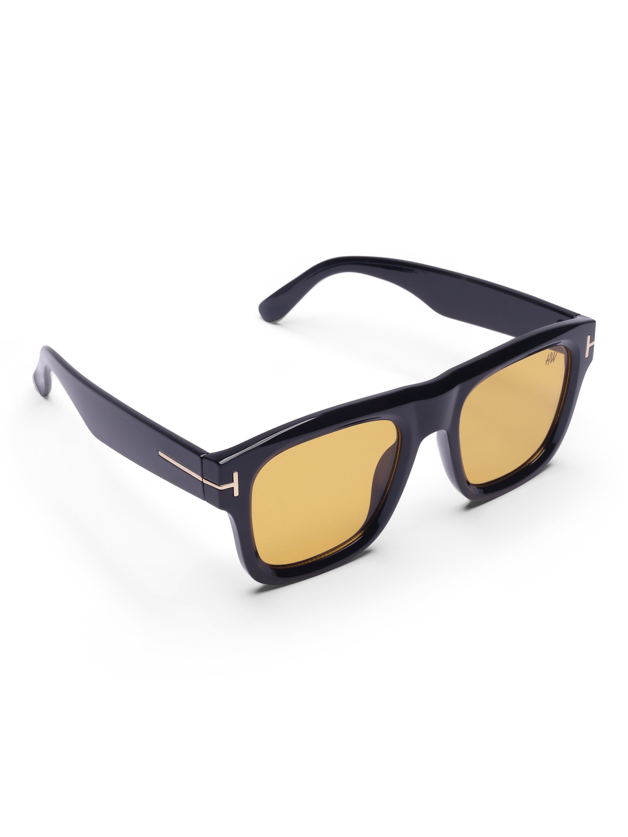 Men's UV Protected Yellow Wayfarer  Rectangular Sunglasses