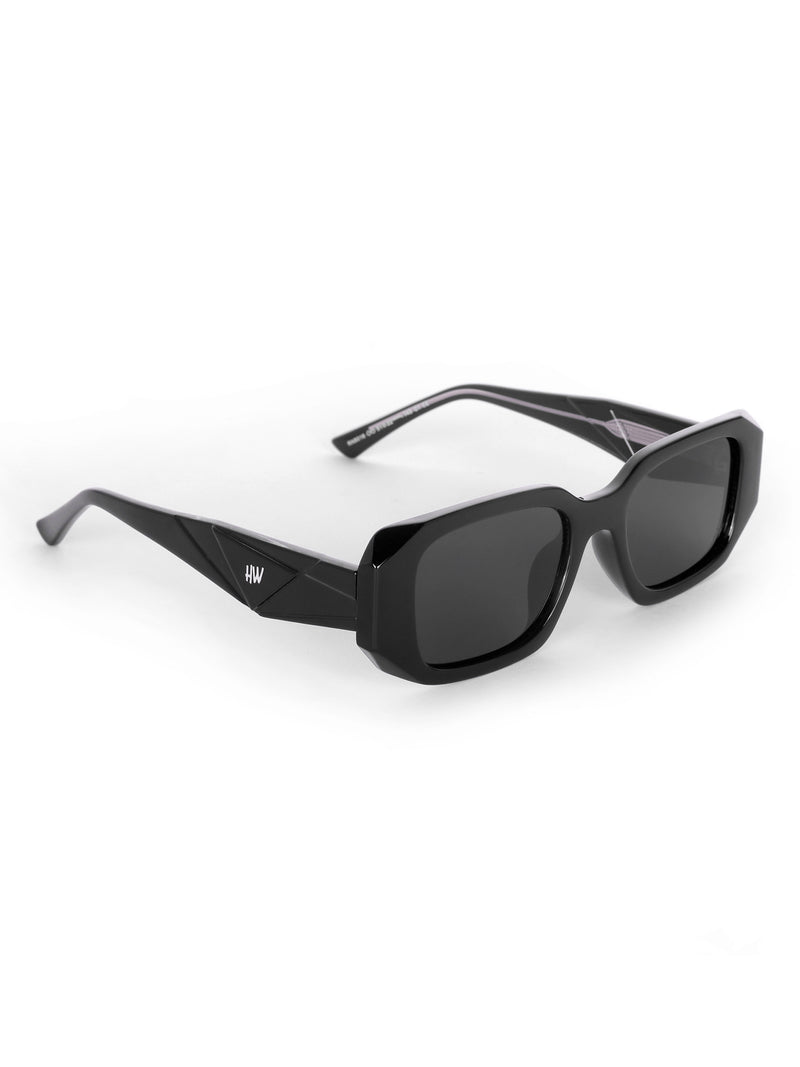 Women's Premium UV Protected Black Rectangular Sunglasses