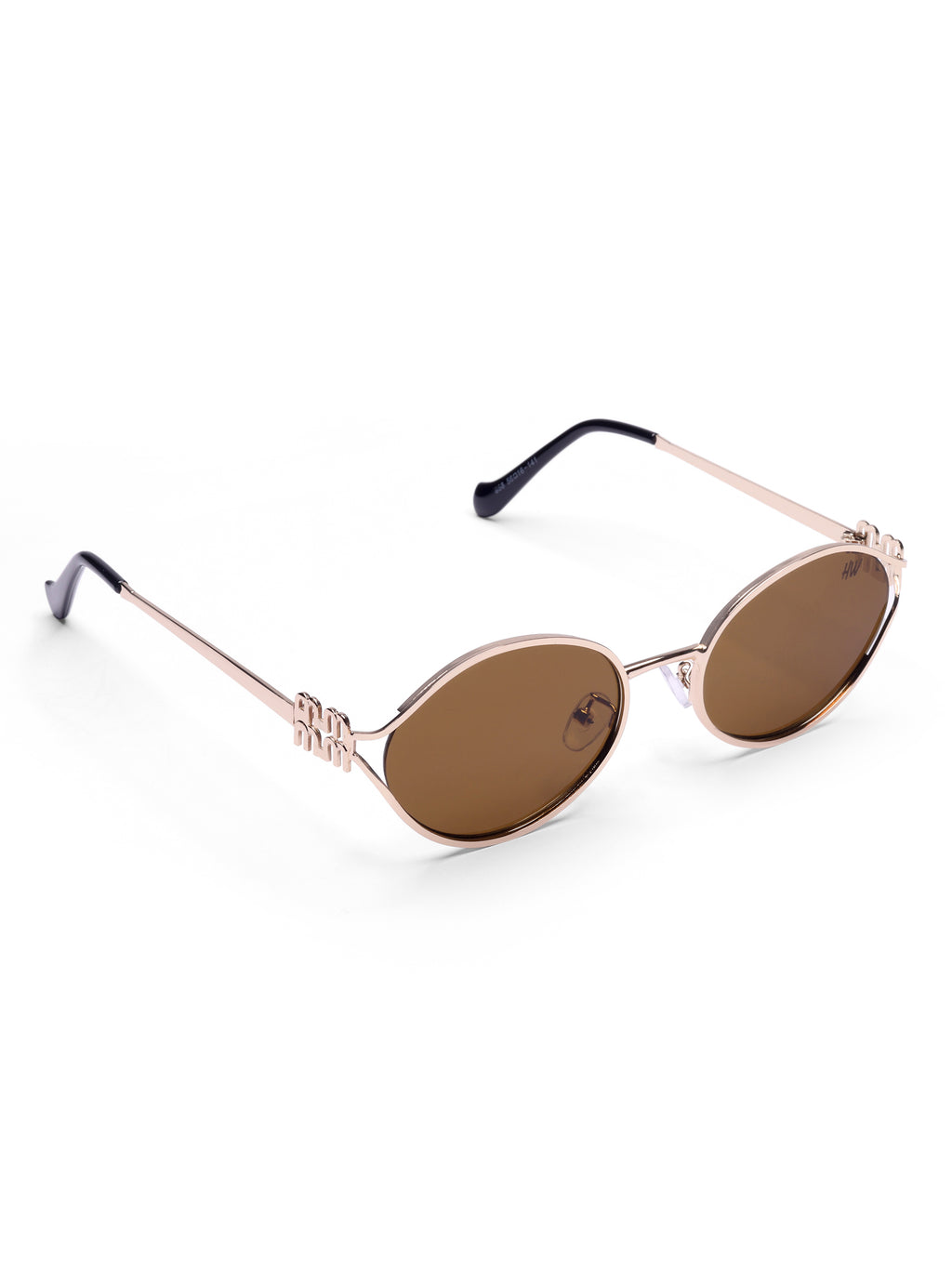 Women's Gold Brown Oval Sunglasses