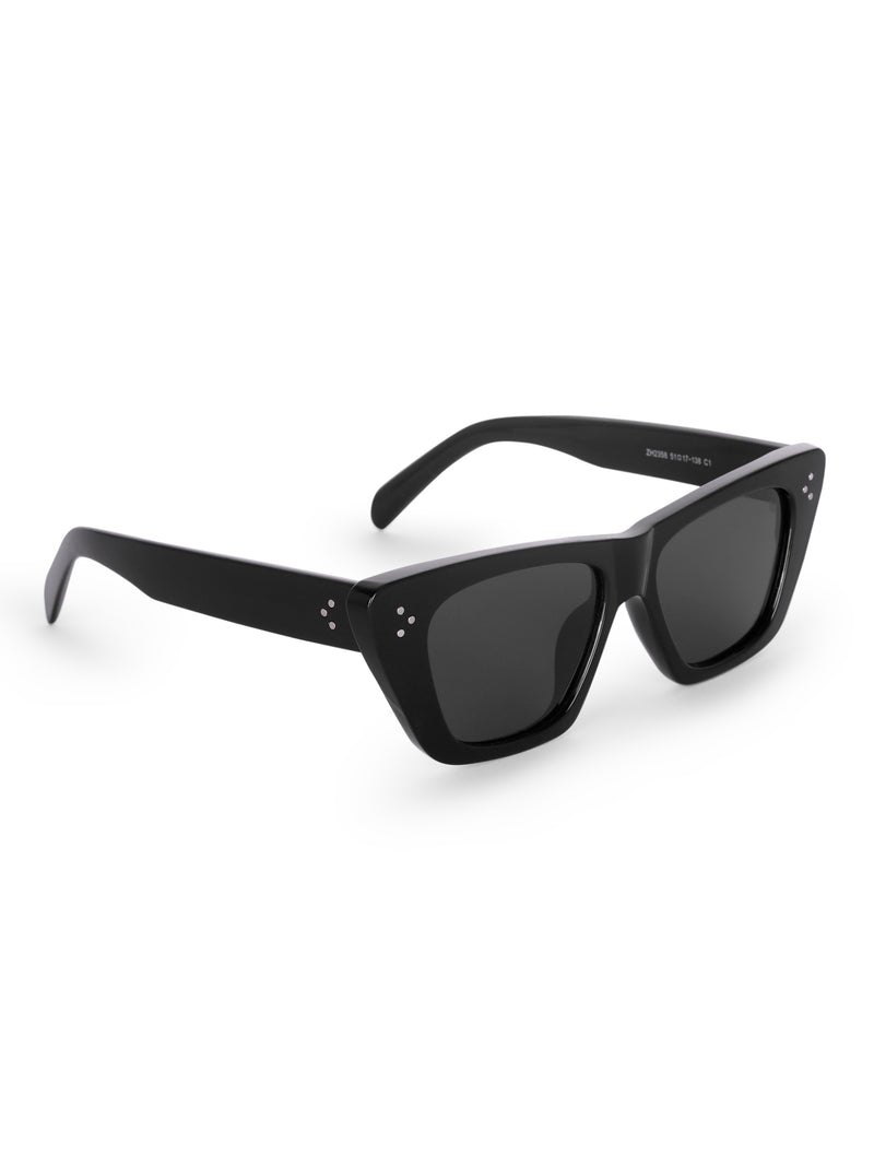 Women's UV Protected Polarized Cat Eye Black Sunglasses