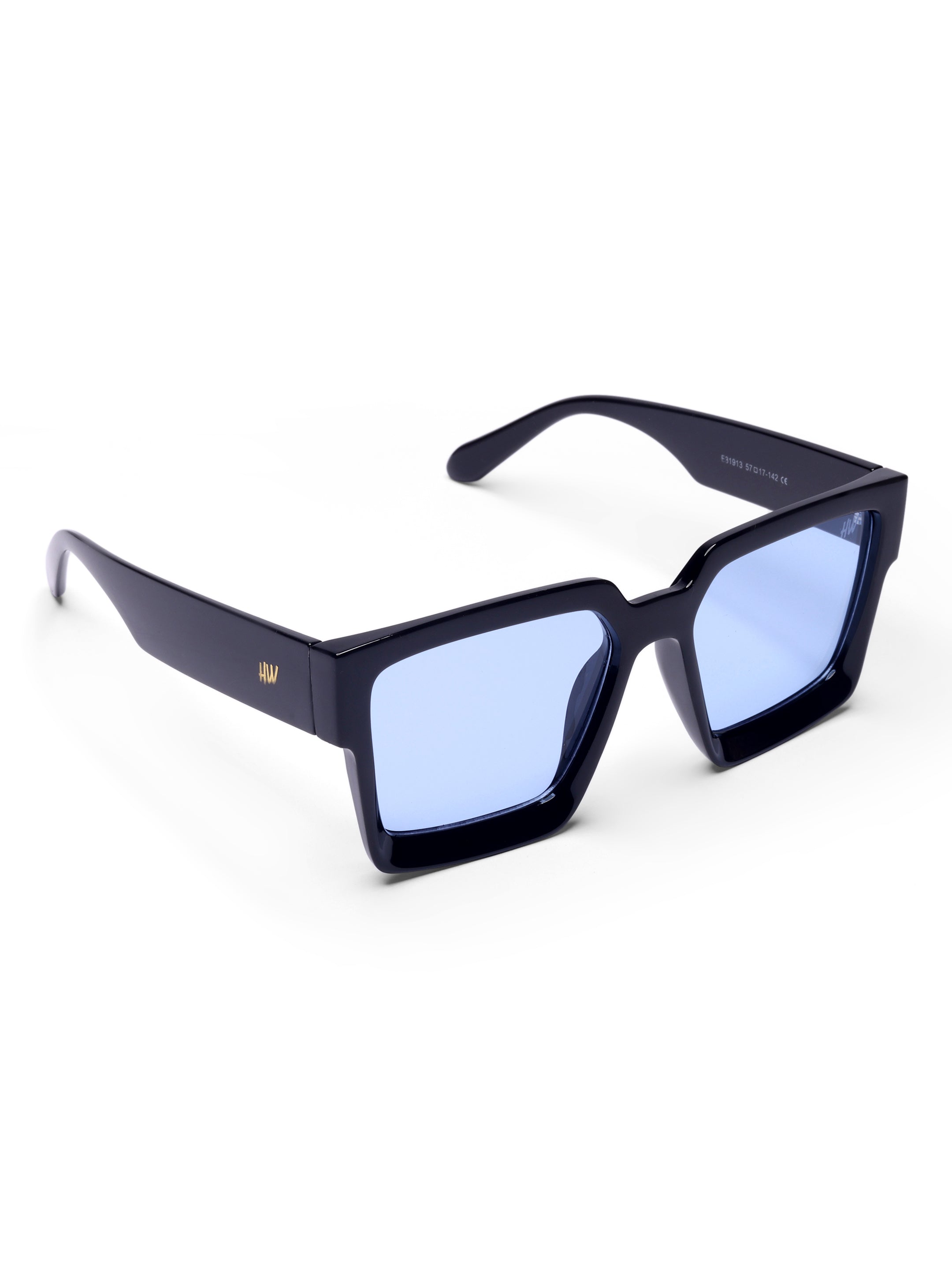 Men's UV Protected Black Blue Wayfarer Rectangular Sunglasses