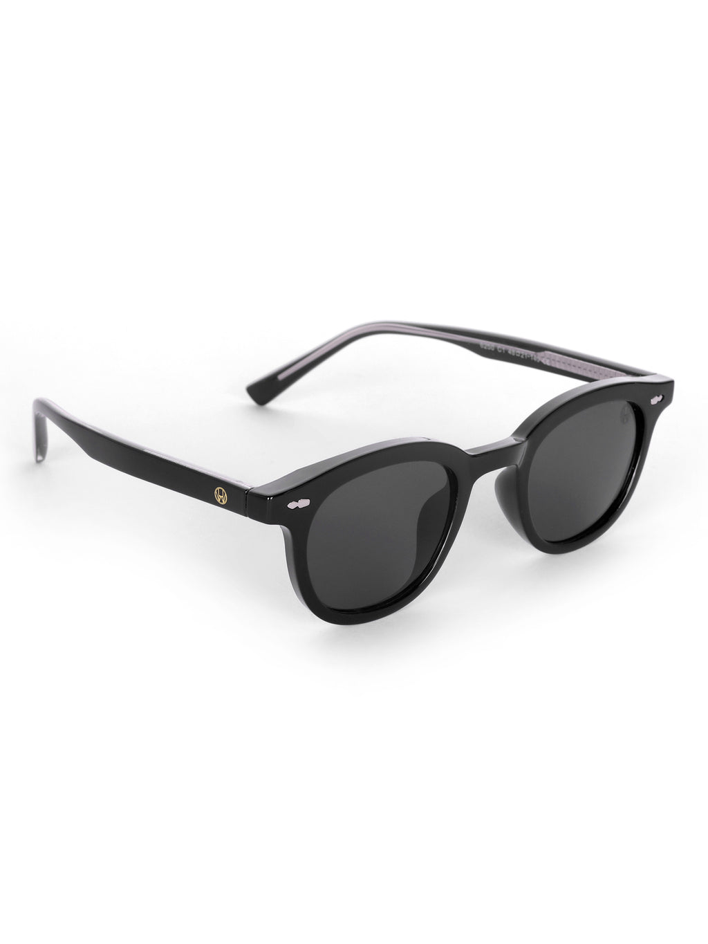 Women's Black UV Protected Round Premium Sunglasses
