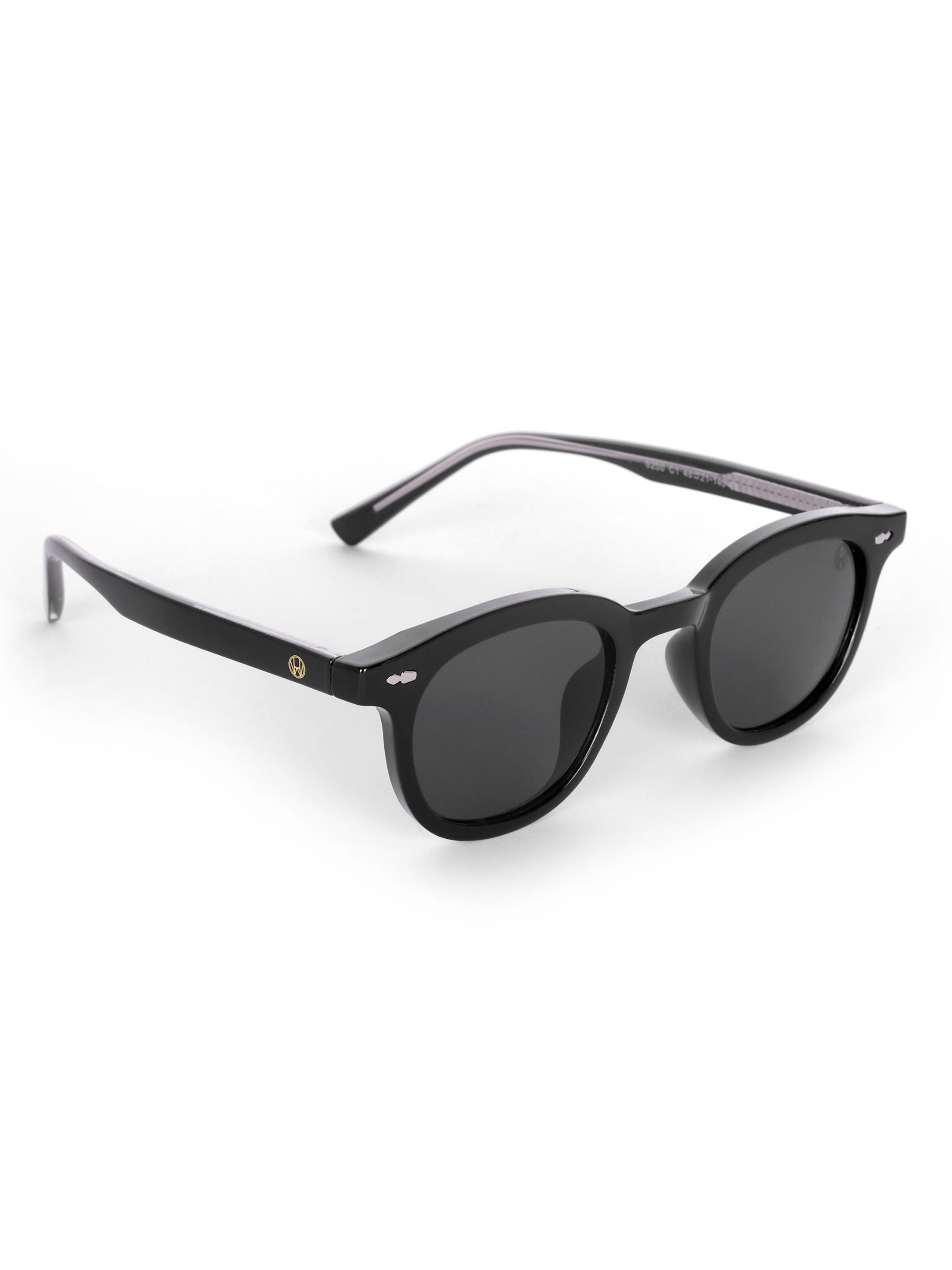 Women's Black UV Protected Round Premium Sunglasses