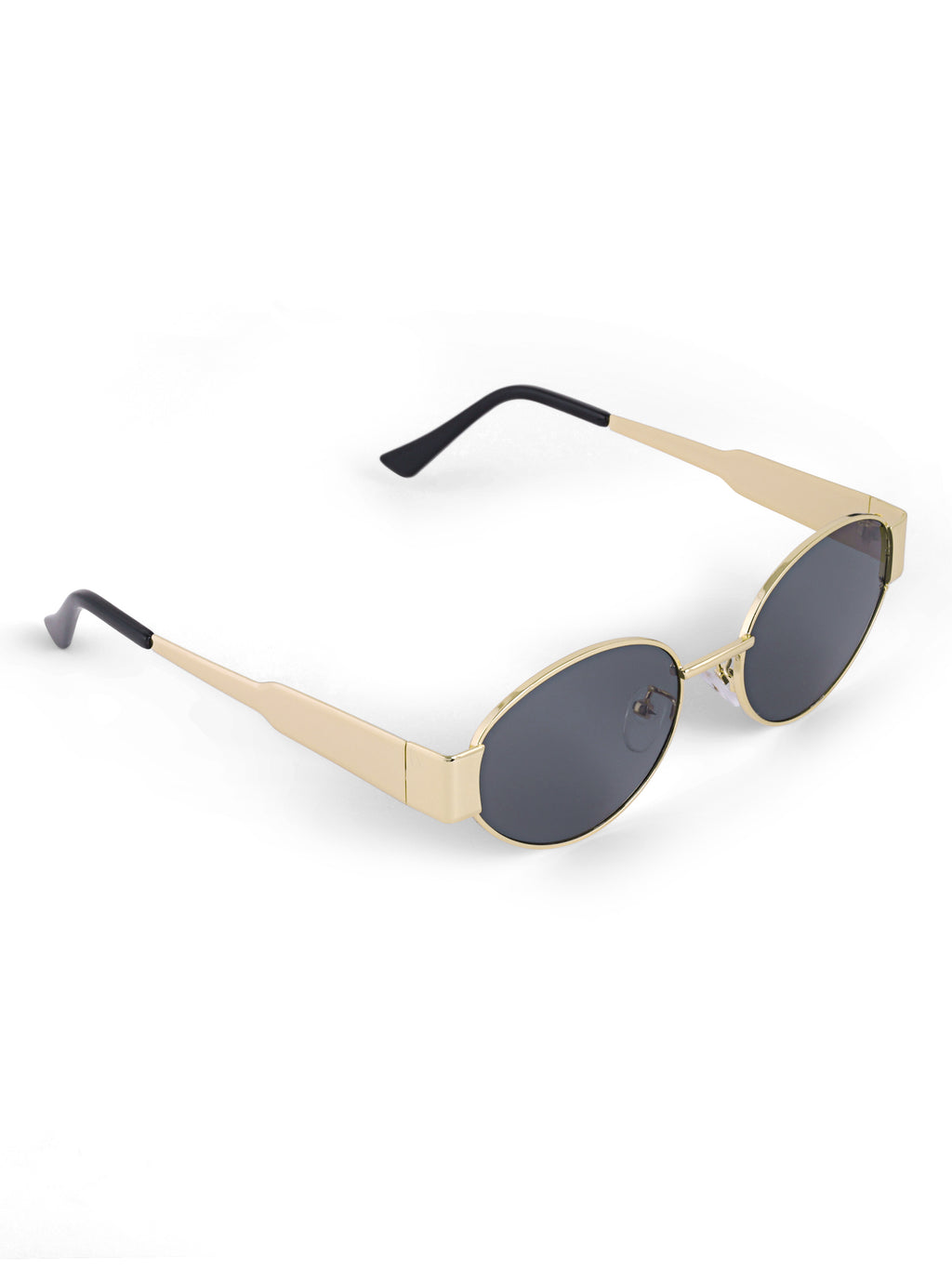 Gold Black Oval Women UV Protected Sunglasses