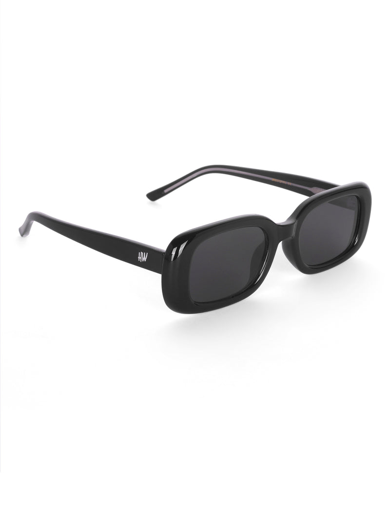 Women's Black Rectangular Premium Sunglasses